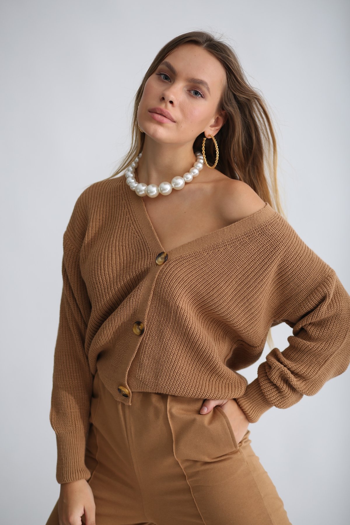 Camel 3 Düğmeli Hırka 5522