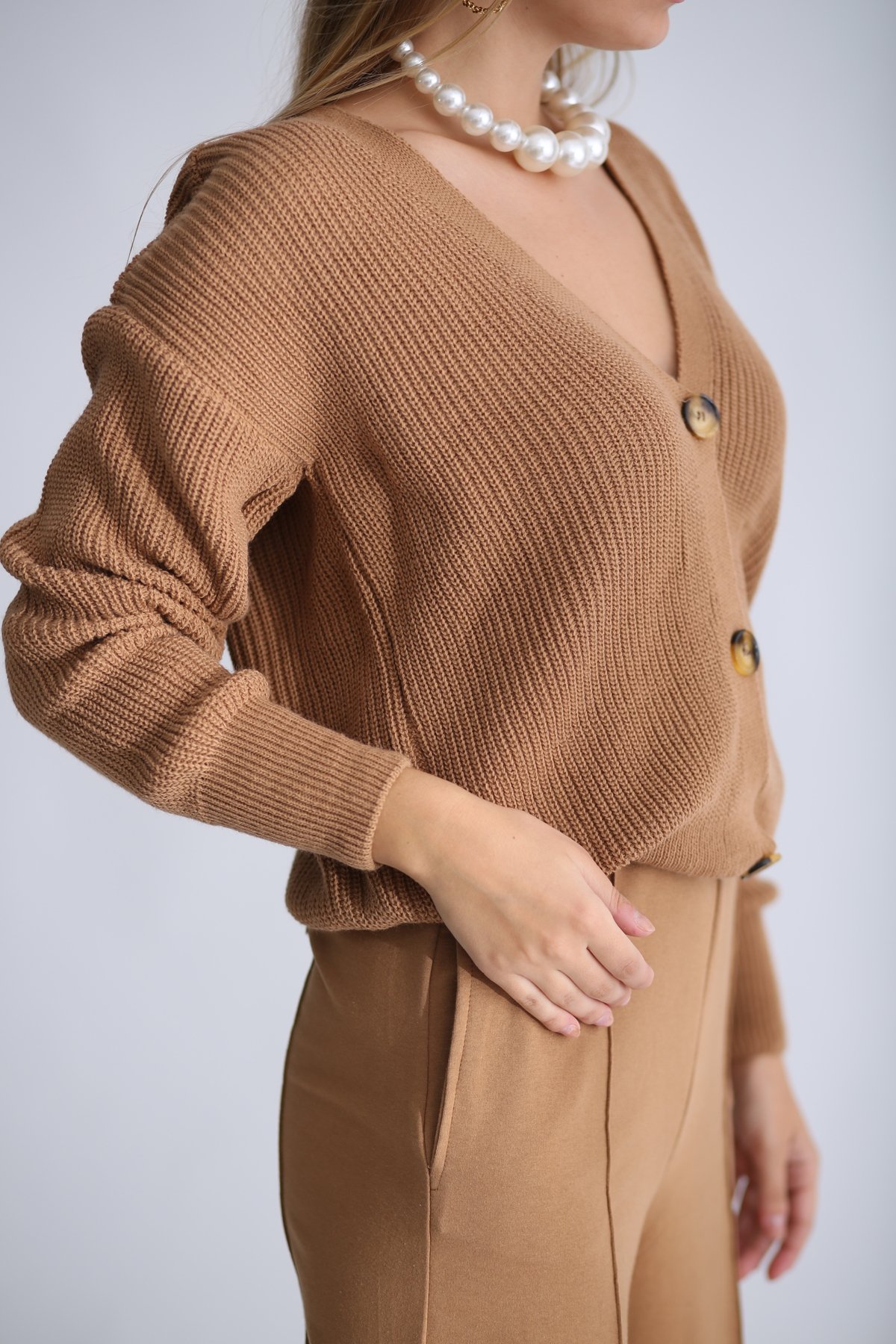 Camel 3 Düğmeli Hırka 5522