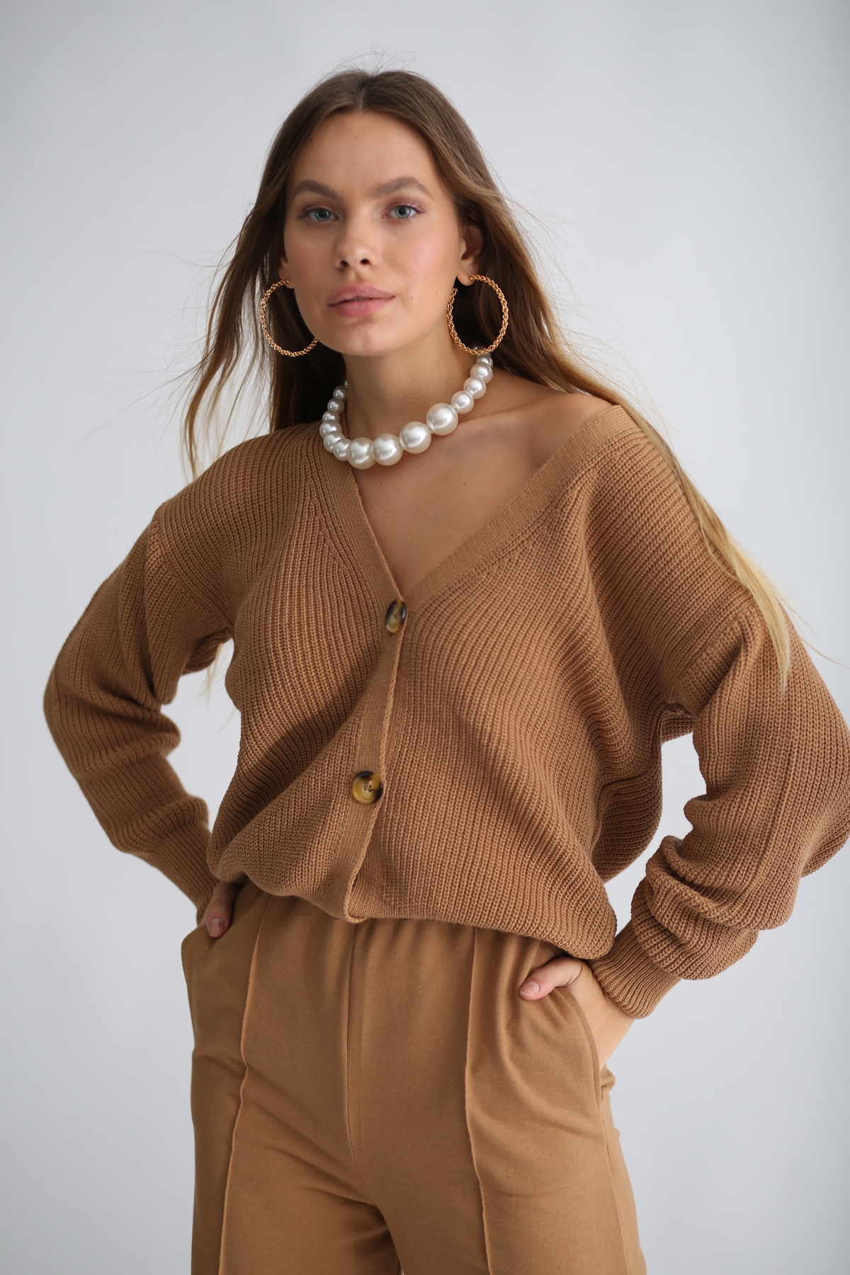 Camel 3 Düğmeli Hırka 5522