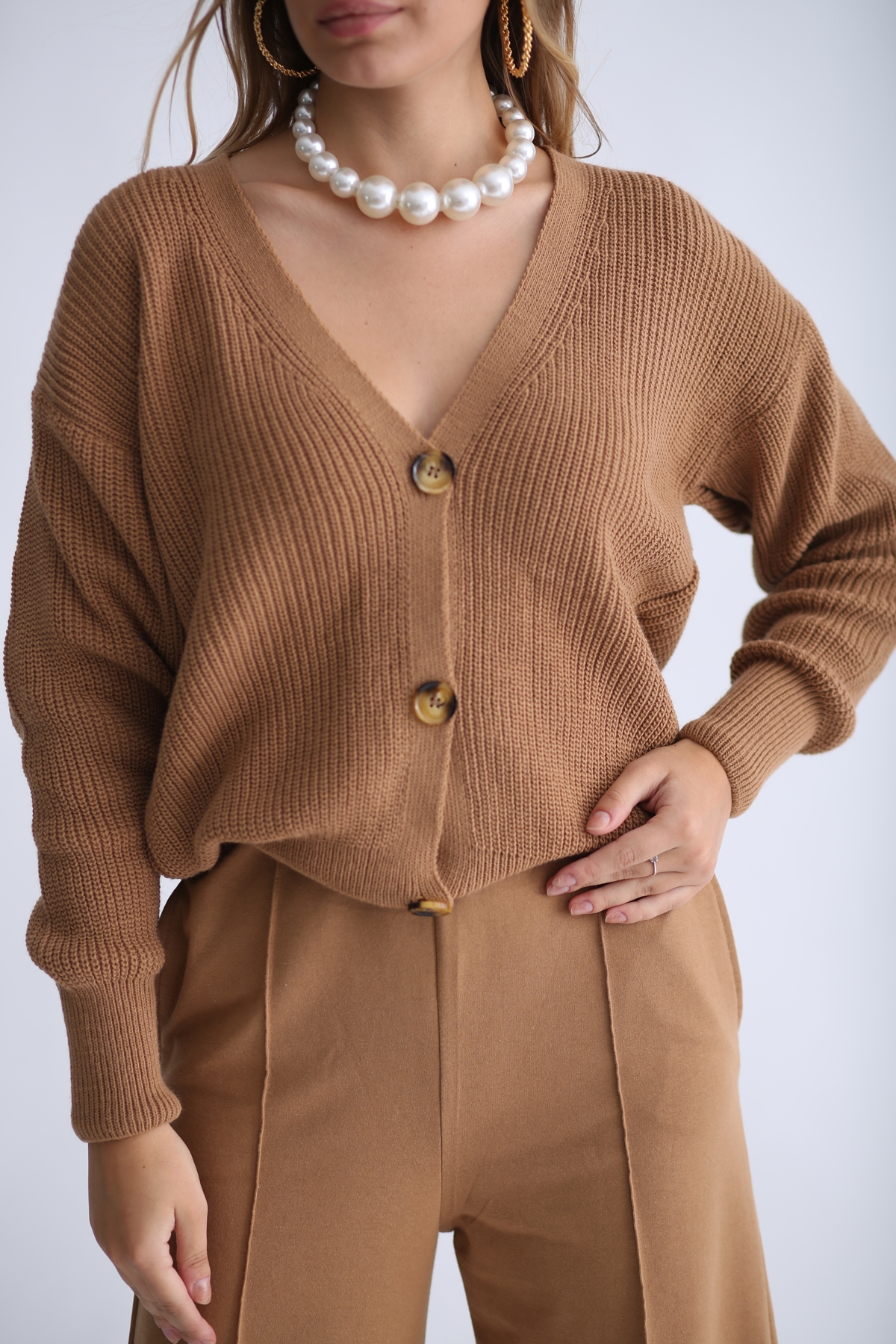 Camel 3 Düğmeli Hırka 5522