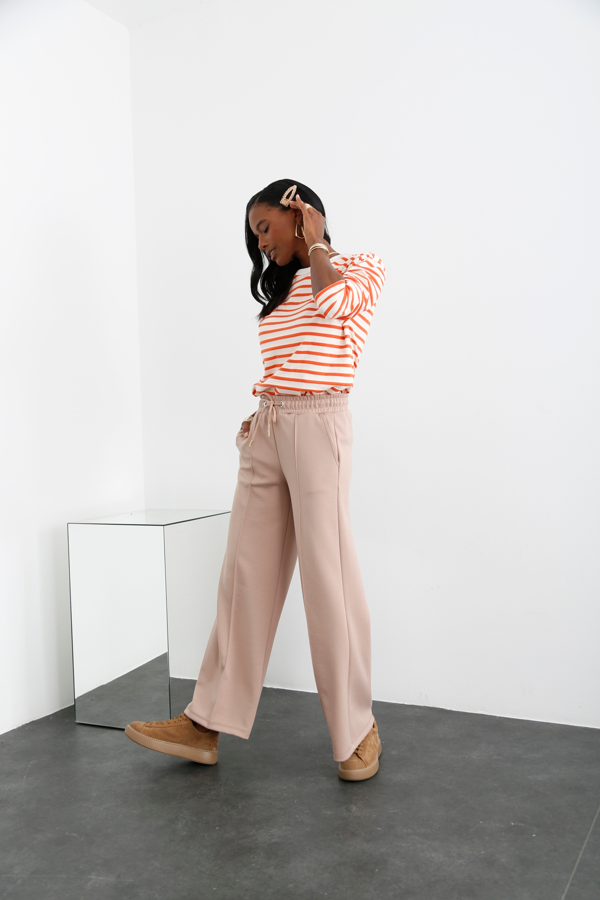 Camel Beli Bağcıklı Eşofman Pantolon 3476