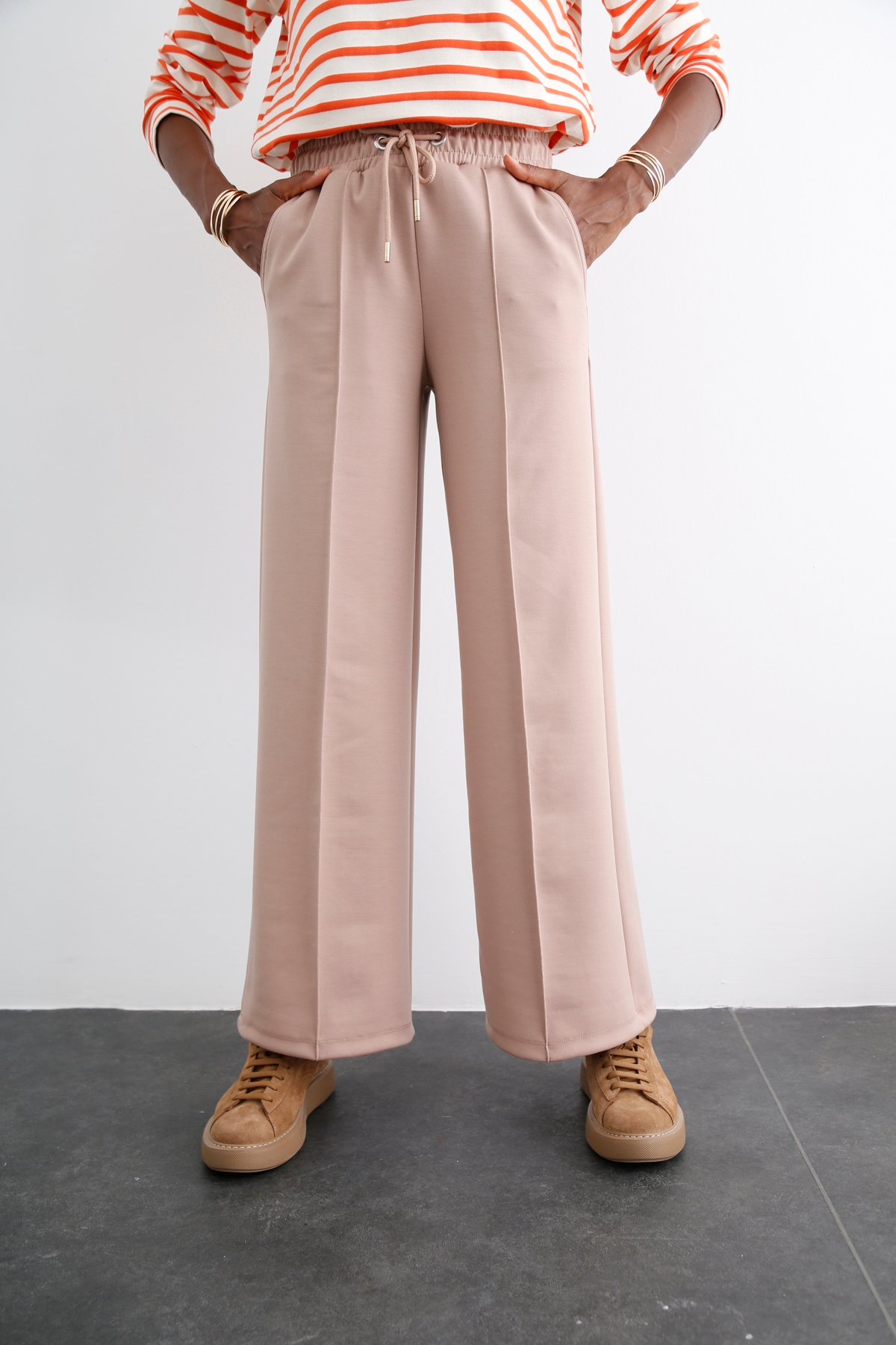 Camel Beli Bağcıklı Eşofman Pantolon 3476