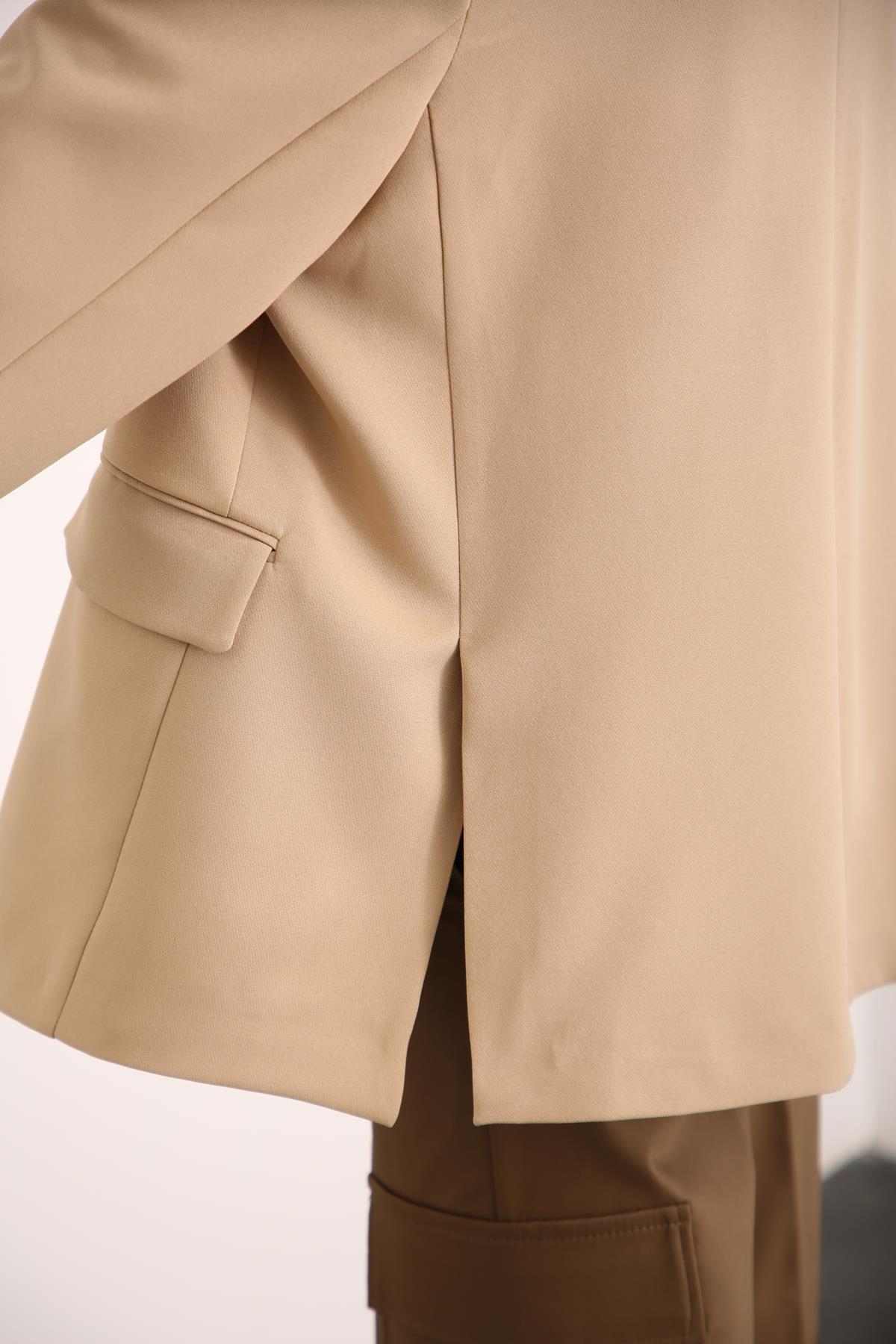 Camel Çift Düğmeli Blazer Ceket 54325