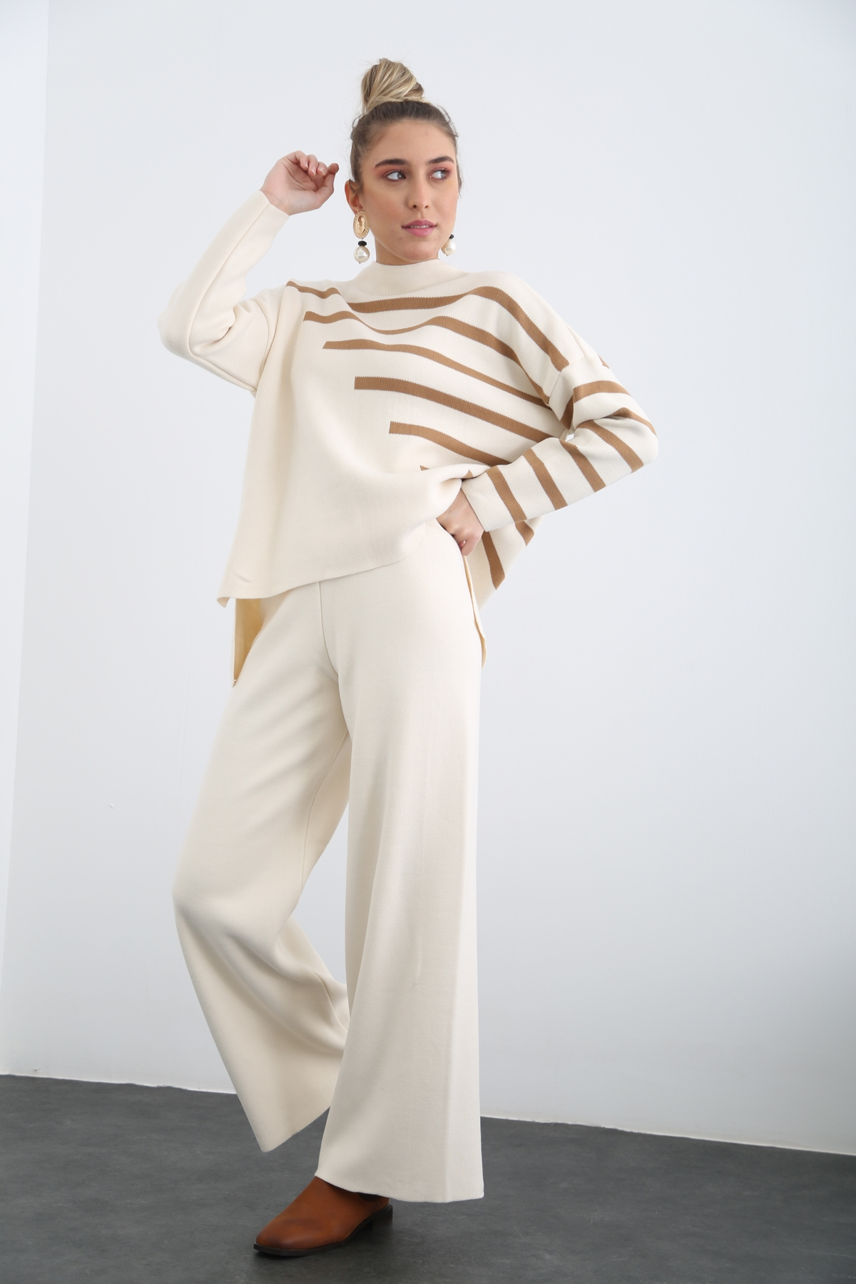 Camel Çizgili Triko Takım 5605/25