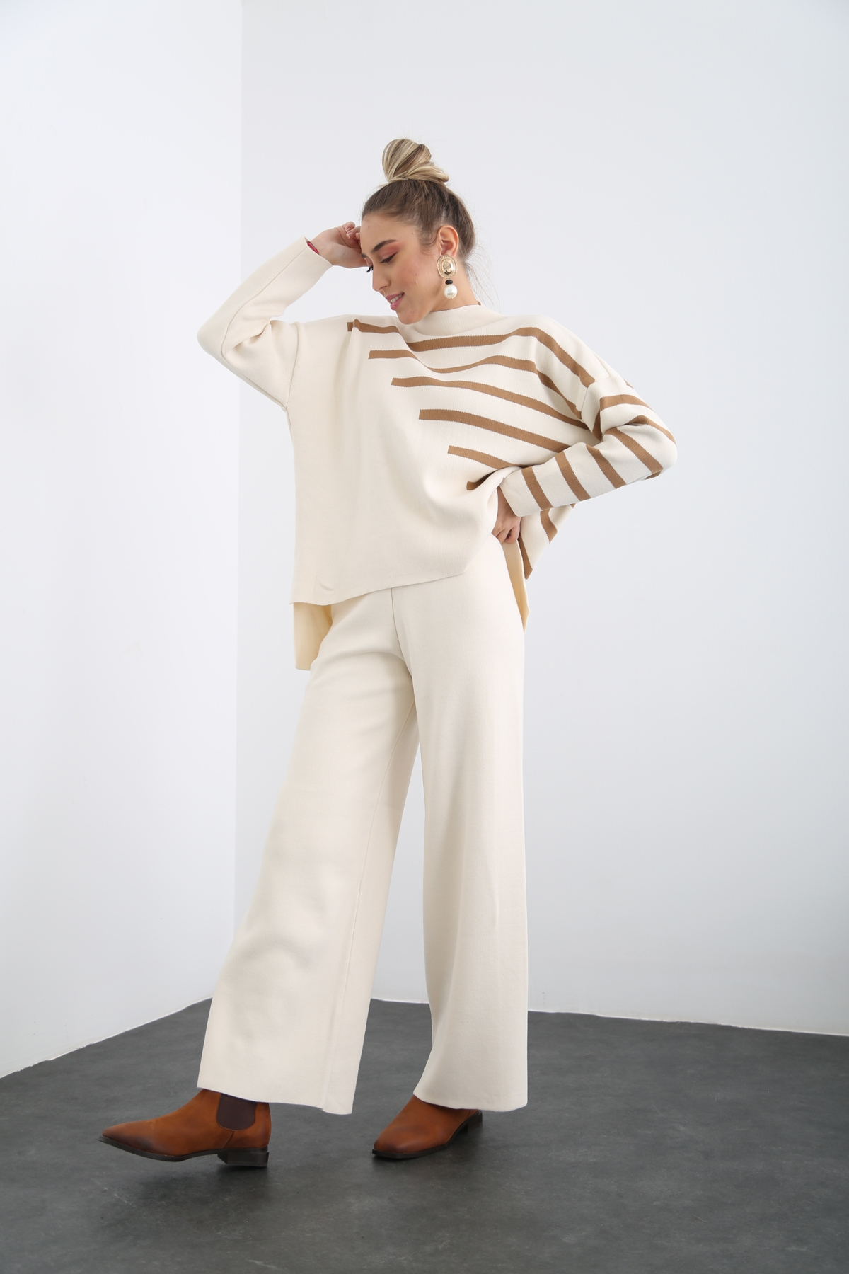 Camel Çizgili Triko Takım 5605/25