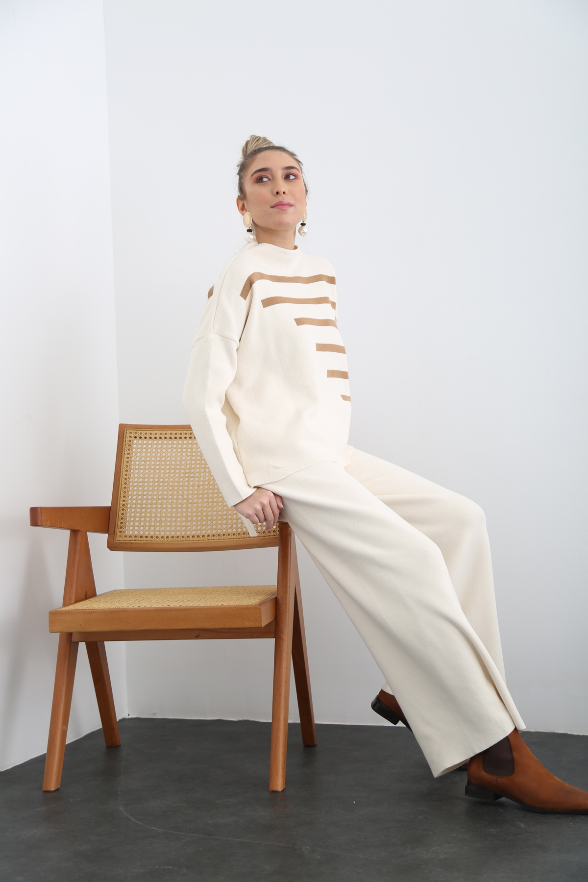 Camel Çizgili Triko Takım 5605/25