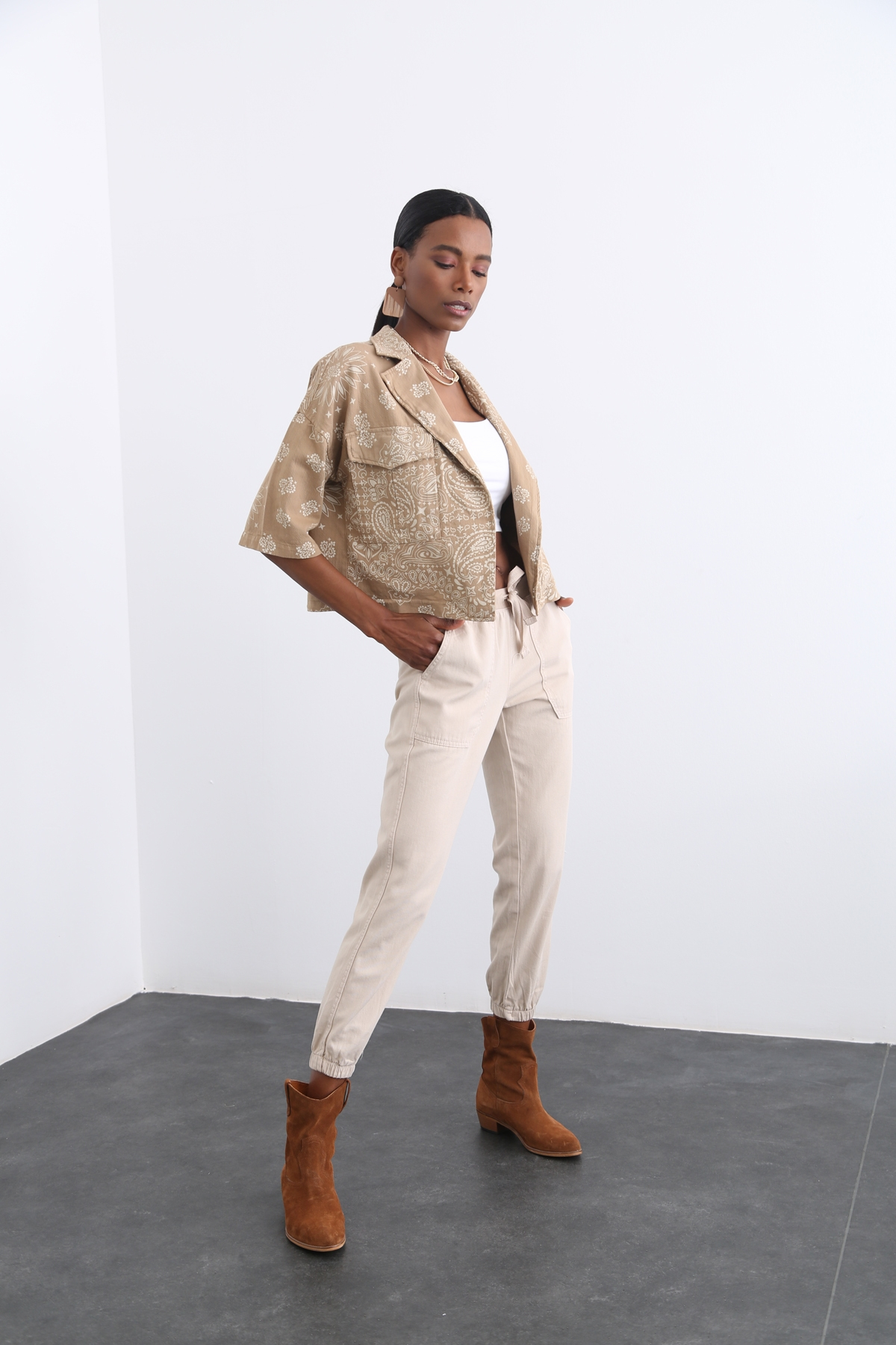 Camel Desenli Ceket 25935