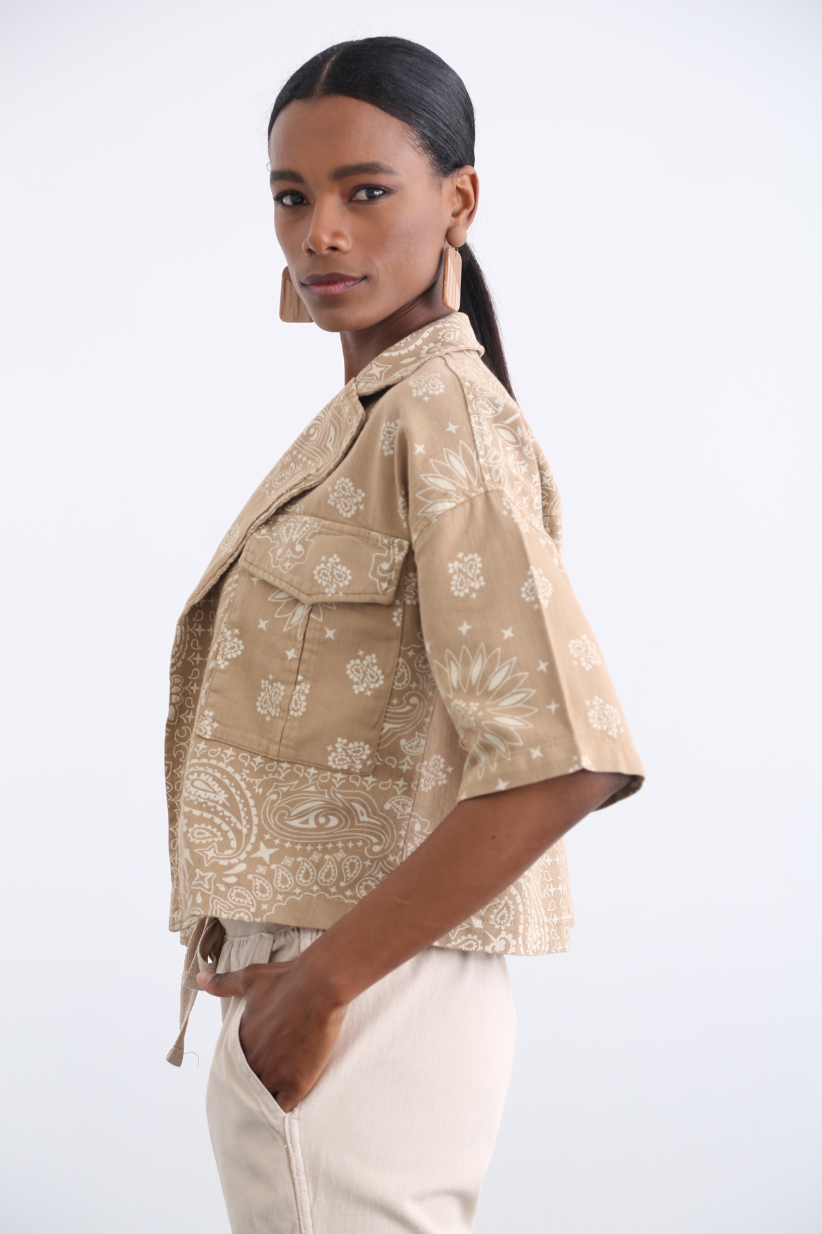 Camel Desenli Ceket 25935