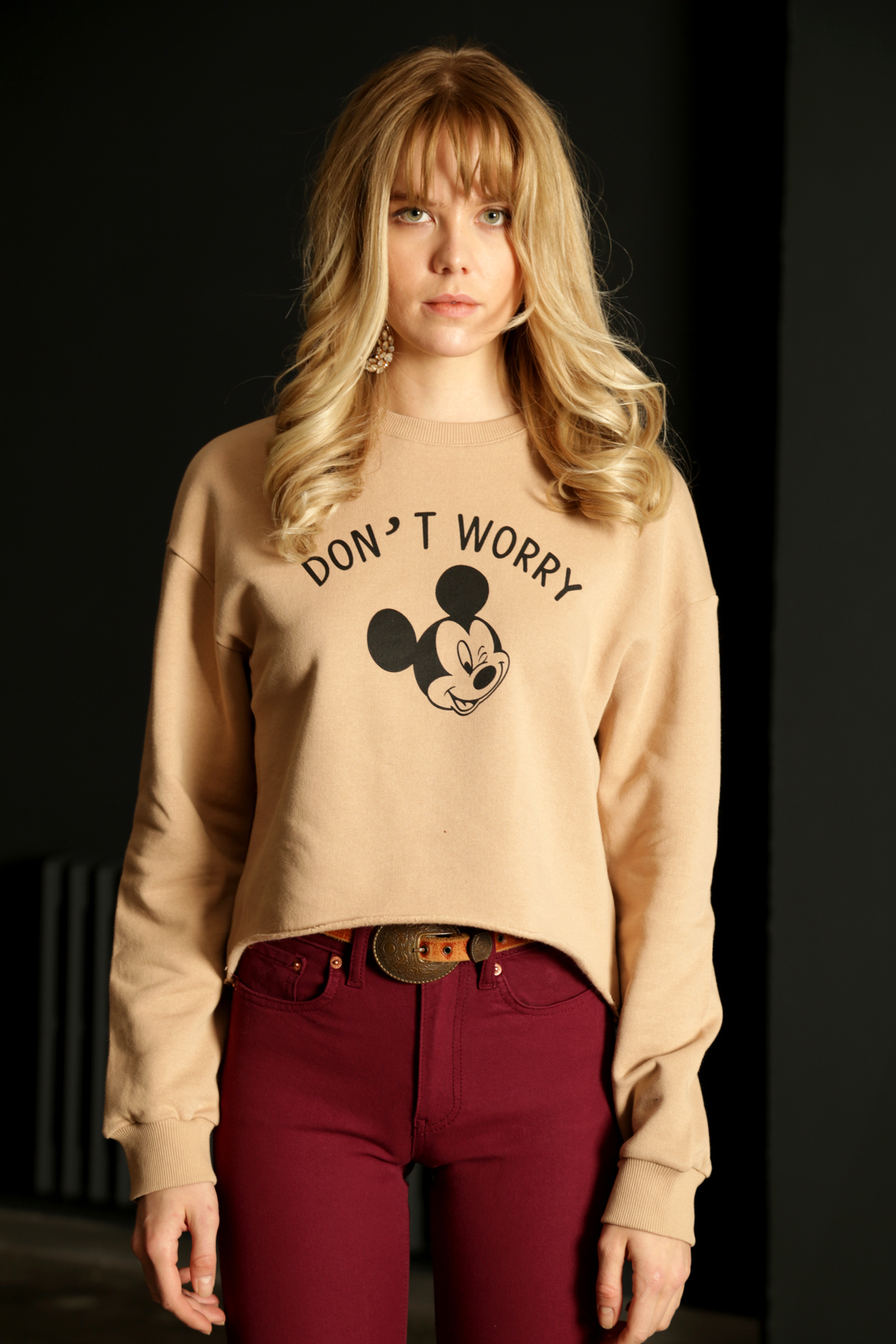 Camel Dont Worry Baskılı Sweatshirt