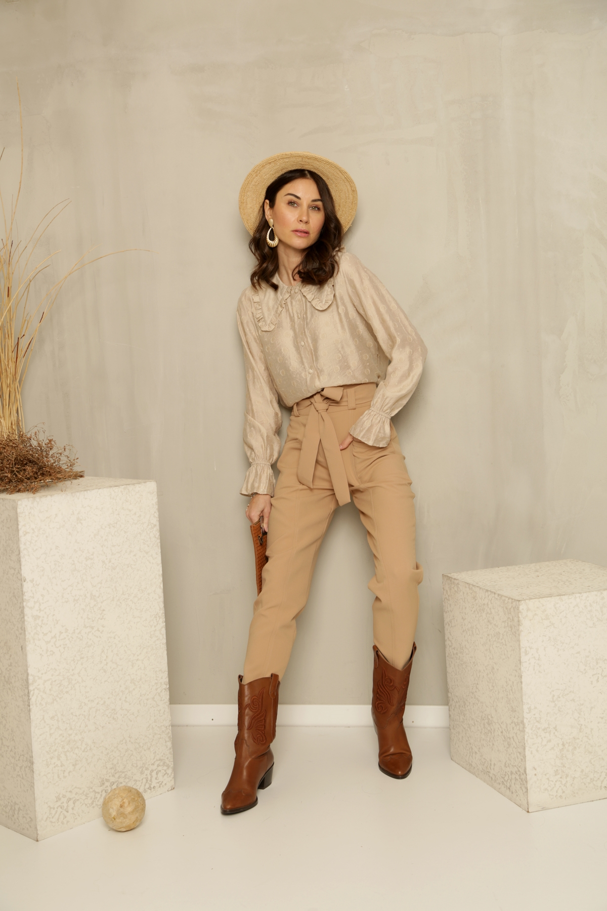 Camel Duble Paça Kuşaklı Pantolon 5999