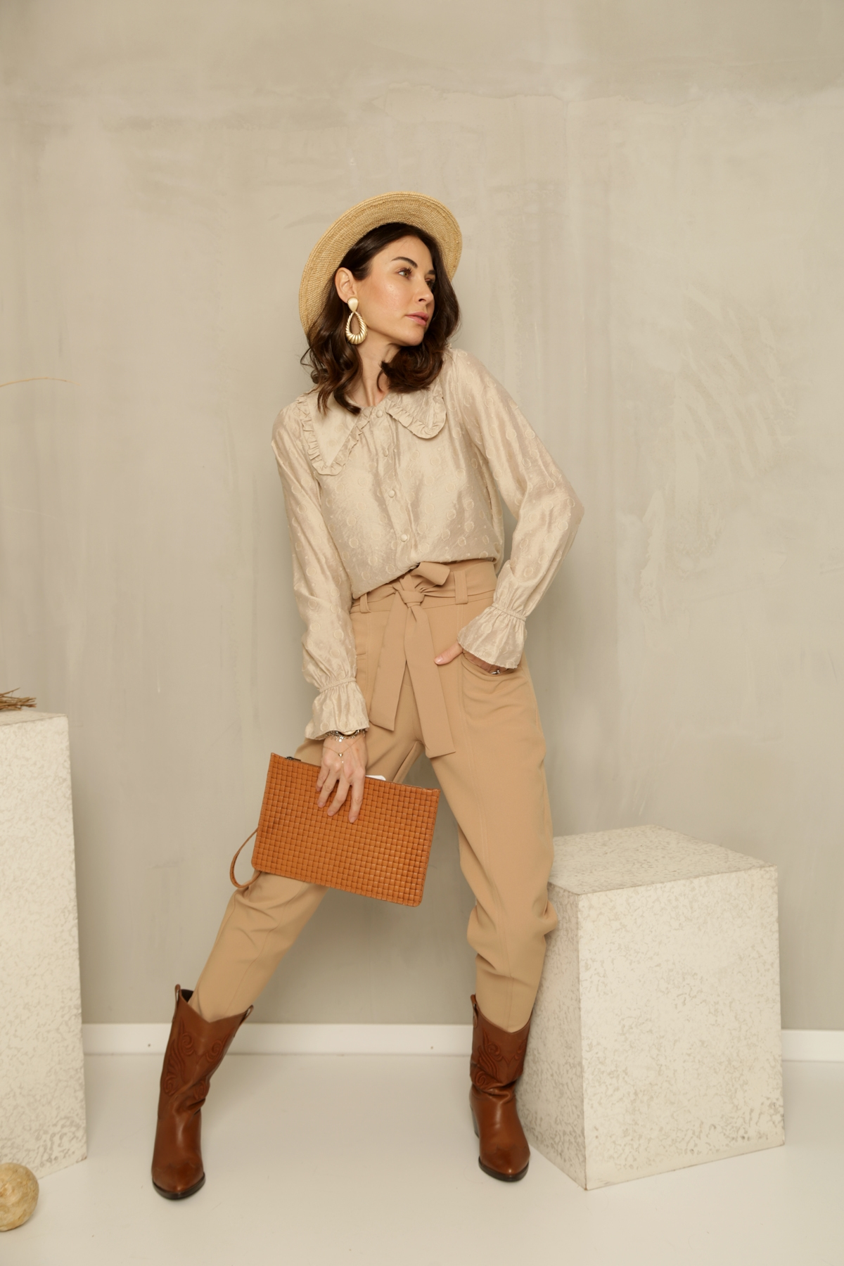 Camel Duble Paça Kuşaklı Pantolon 5999