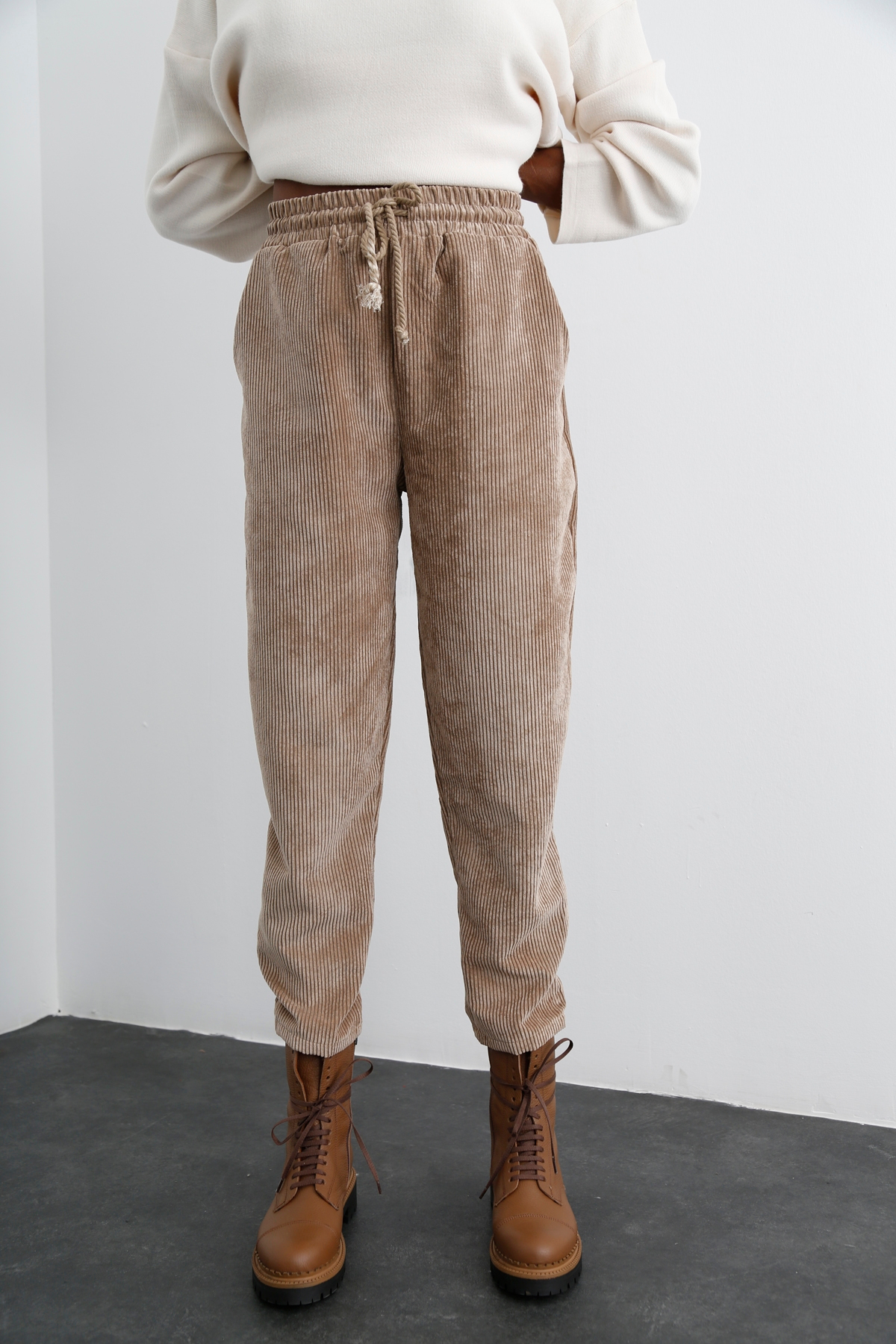 Camel Fitilli Kadife Pantolon 0124