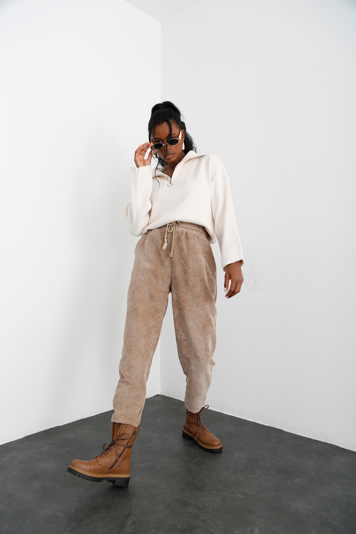 Camel Fitilli Kadife Pantolon 0124