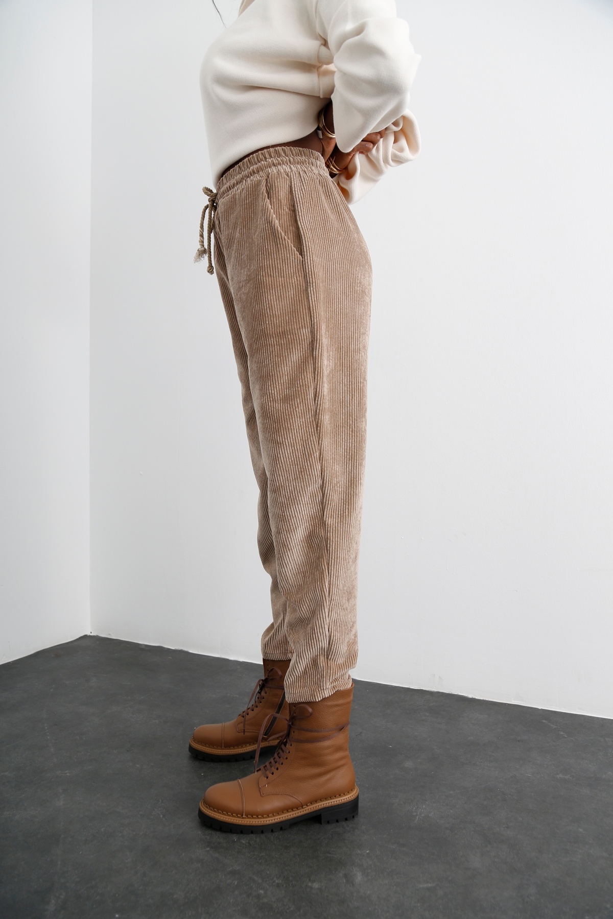 Camel Fitilli Kadife Pantolon 0124