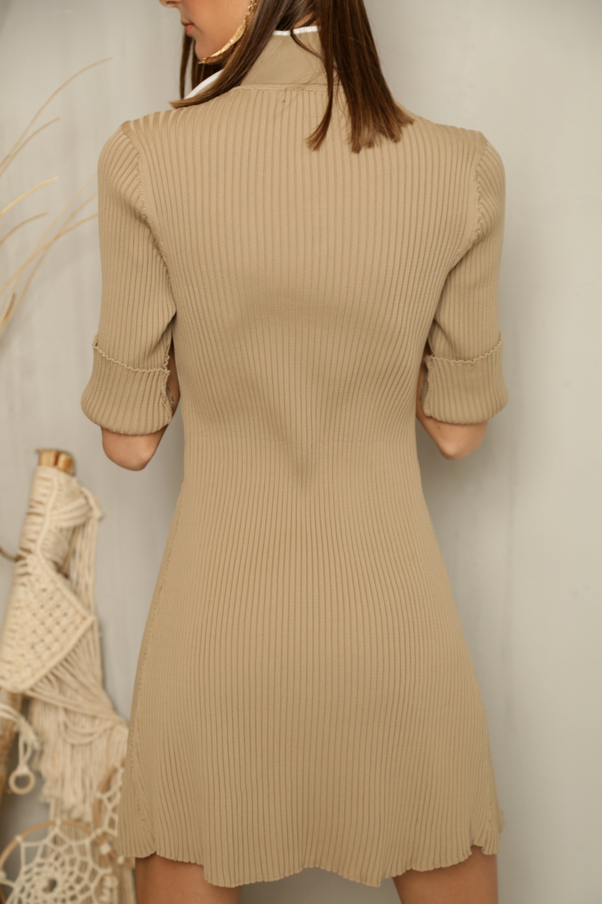 Camel Fitilli Mini Elbise 5240