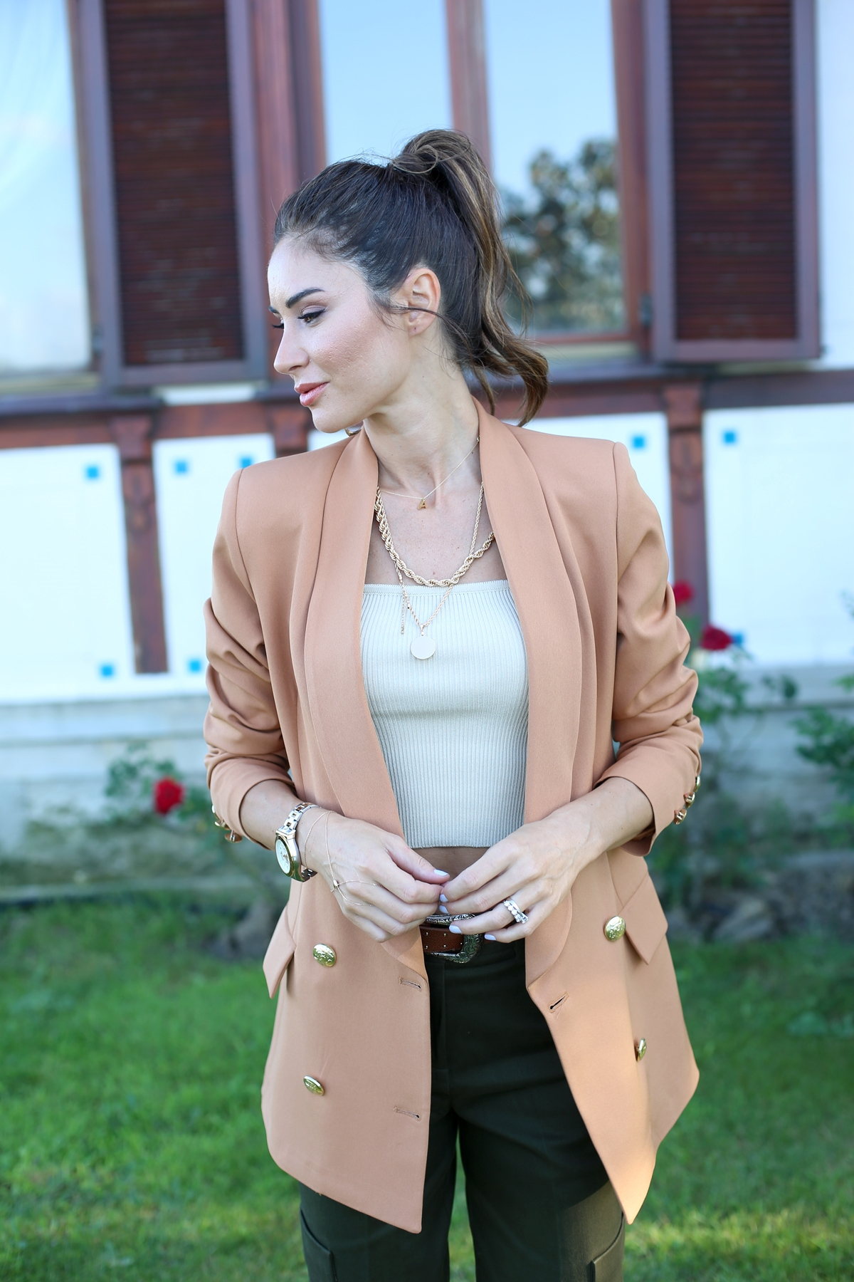 Camel Gold Düğmeli Ceket 