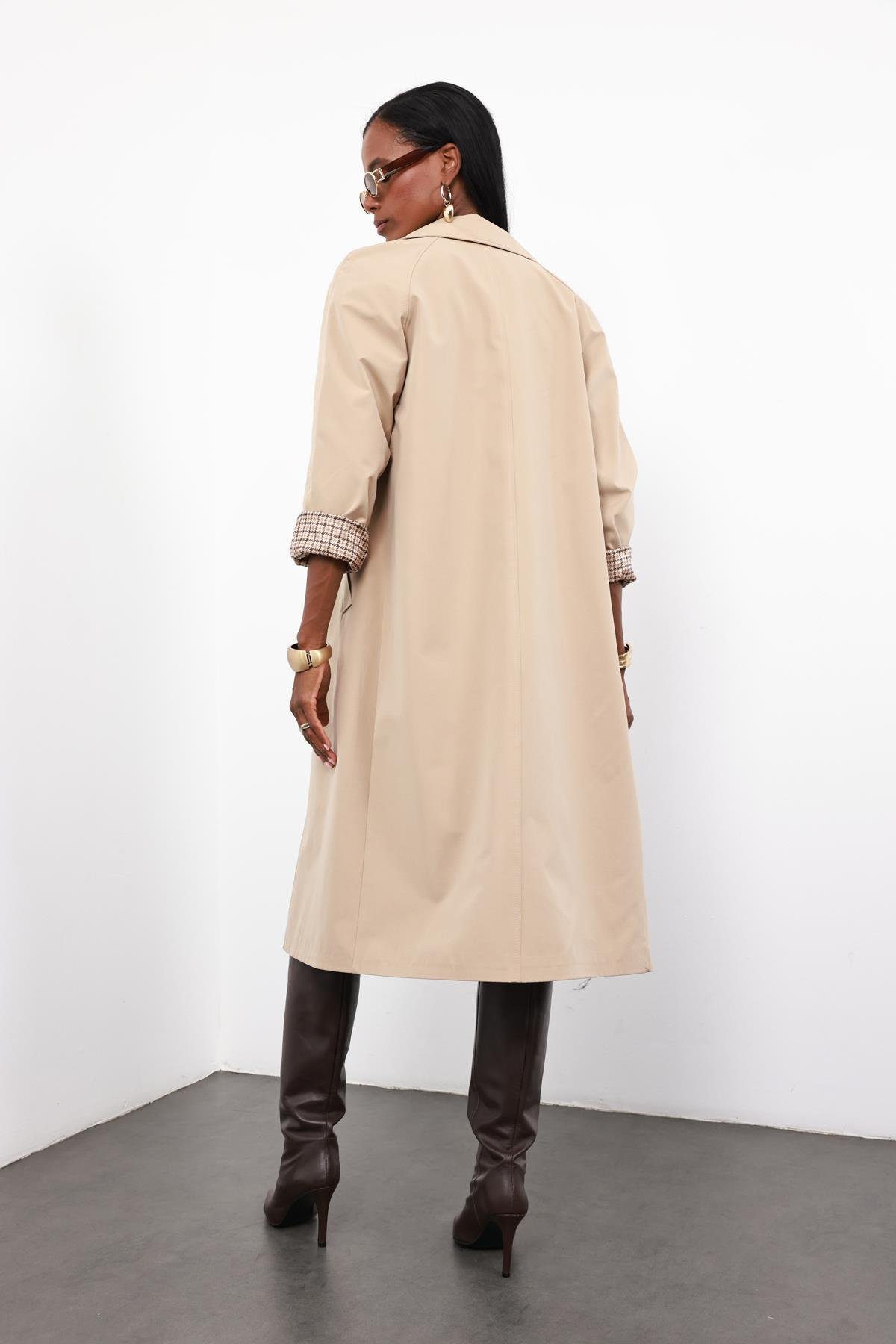 Camel Kazayağı Astarlı Trençkot 0320