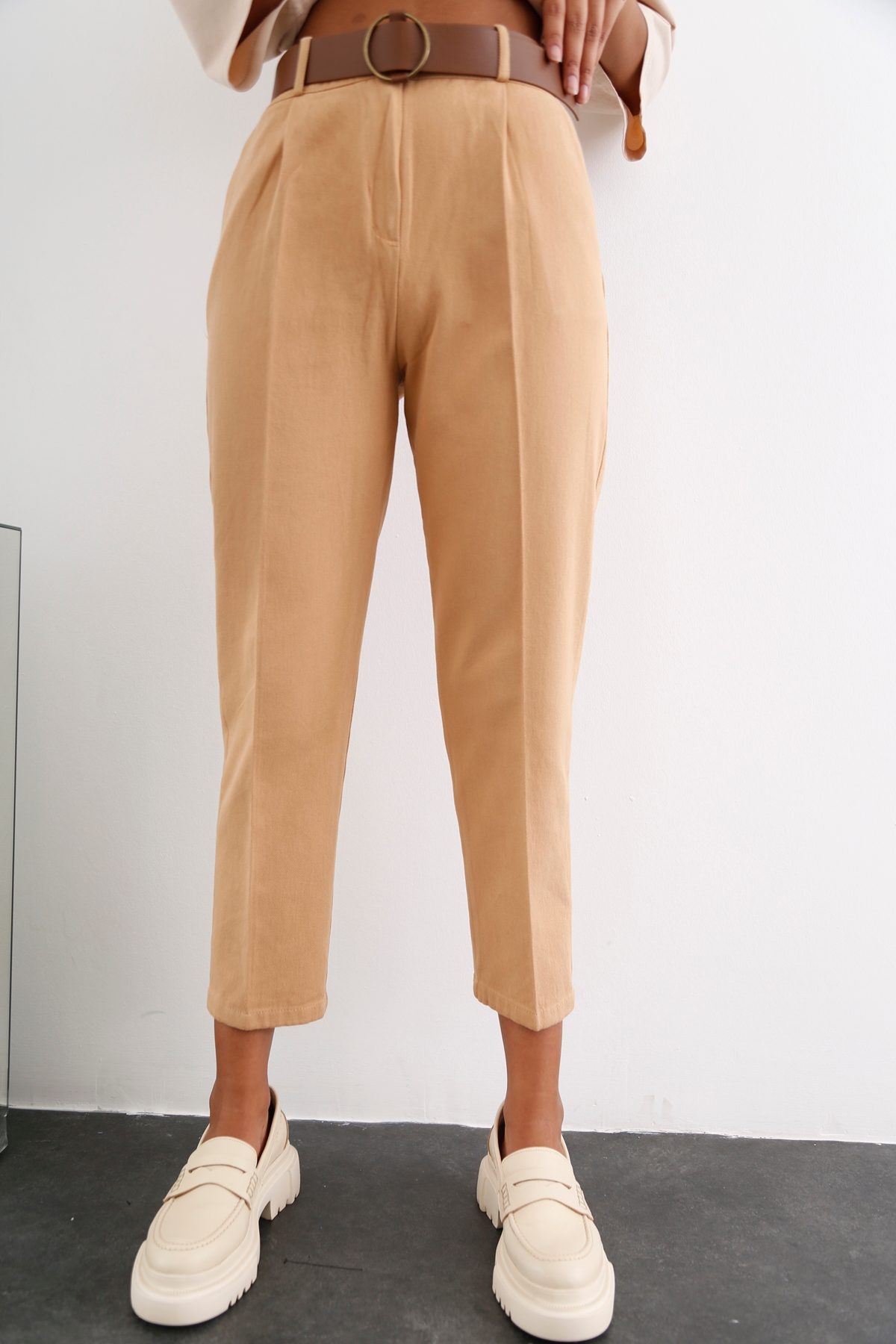 Camel Kendinden Kemerli Pantolon 70755
