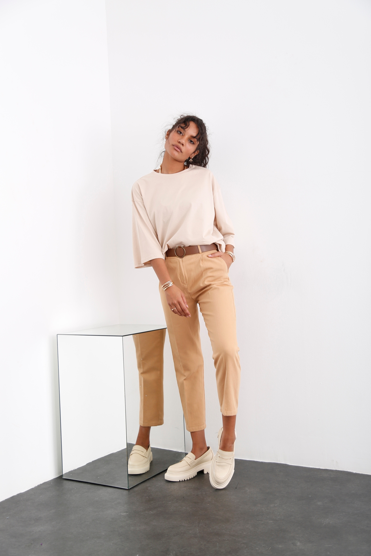 Camel Kendinden Kemerli Pantolon 70755