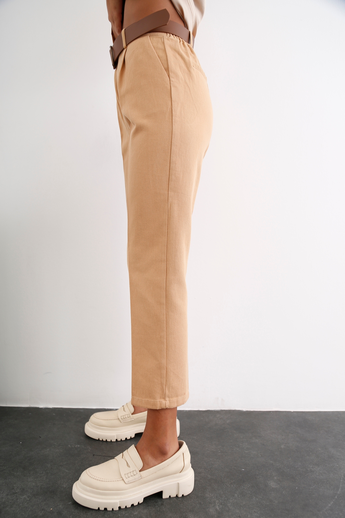 Camel Kendinden Kemerli Pantolon 70755