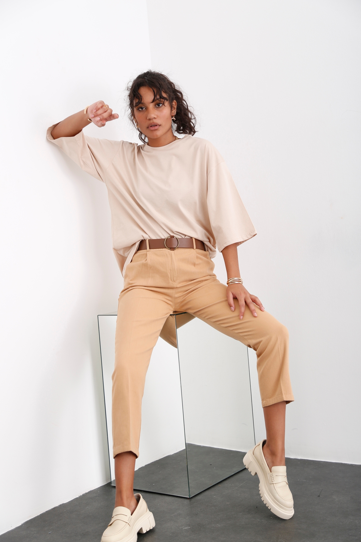 Camel Kendinden Kemerli Pantolon 70755