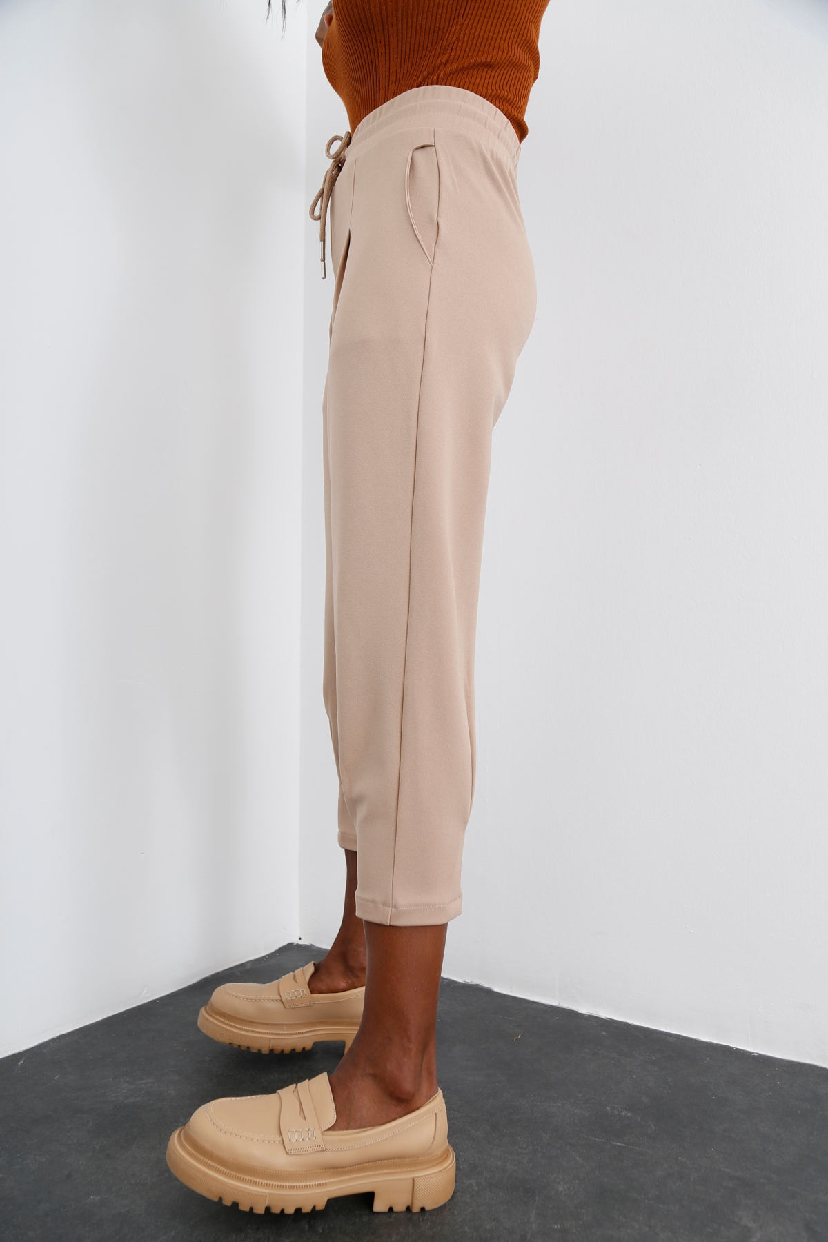 Camel Paçası Pileli Eşofman 3871