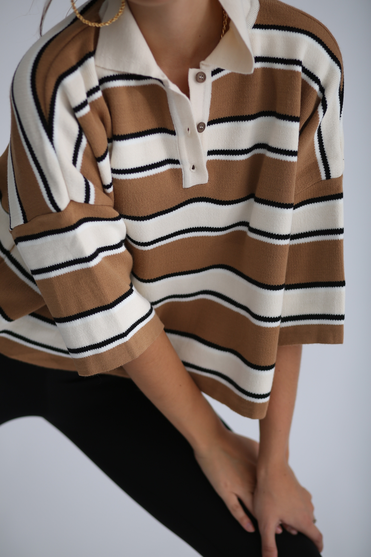 Camel Polo Yaka Kısa Kol Triko 22039