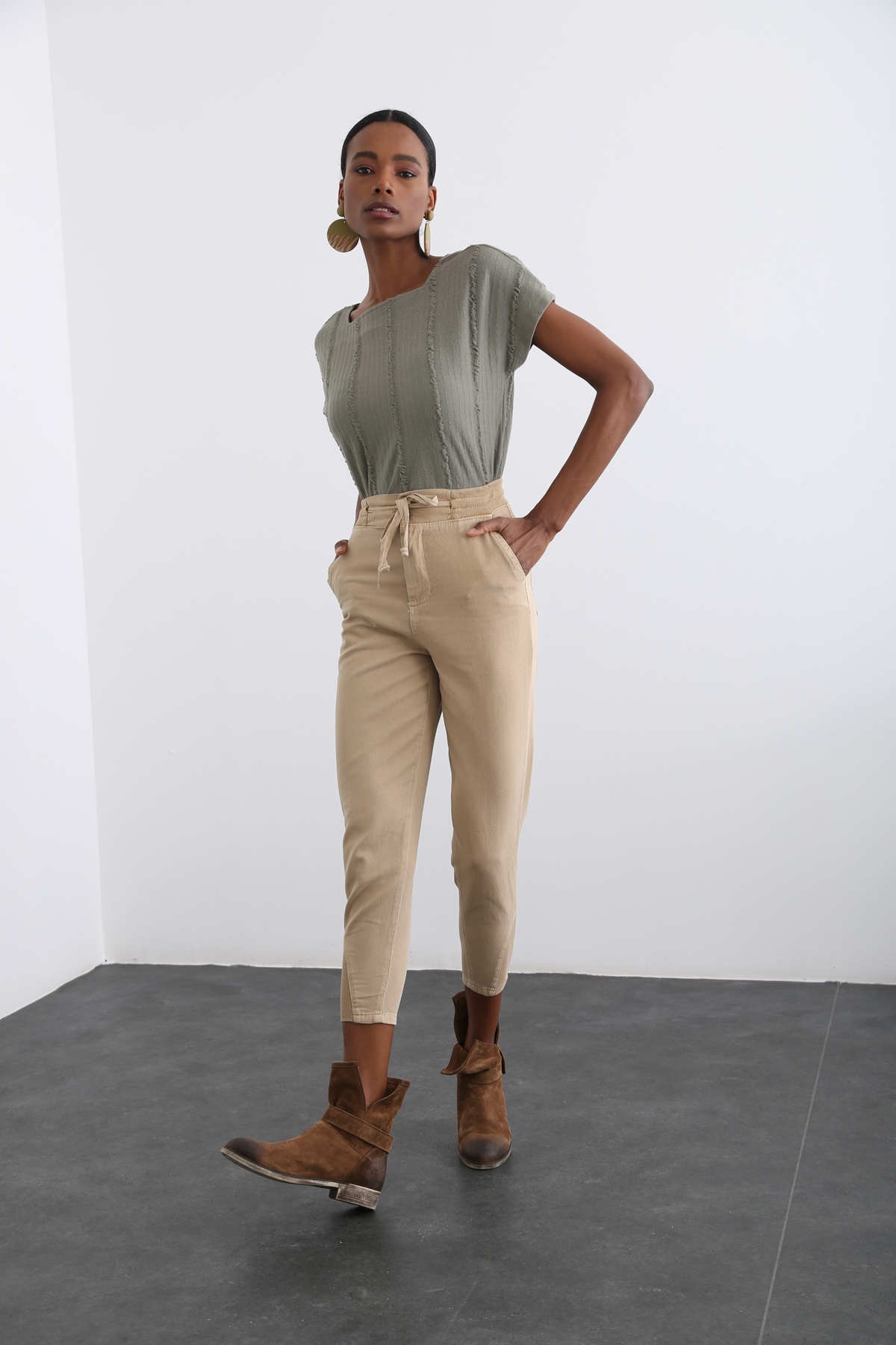 Camel Ribana Detaylı Pantolon 4489