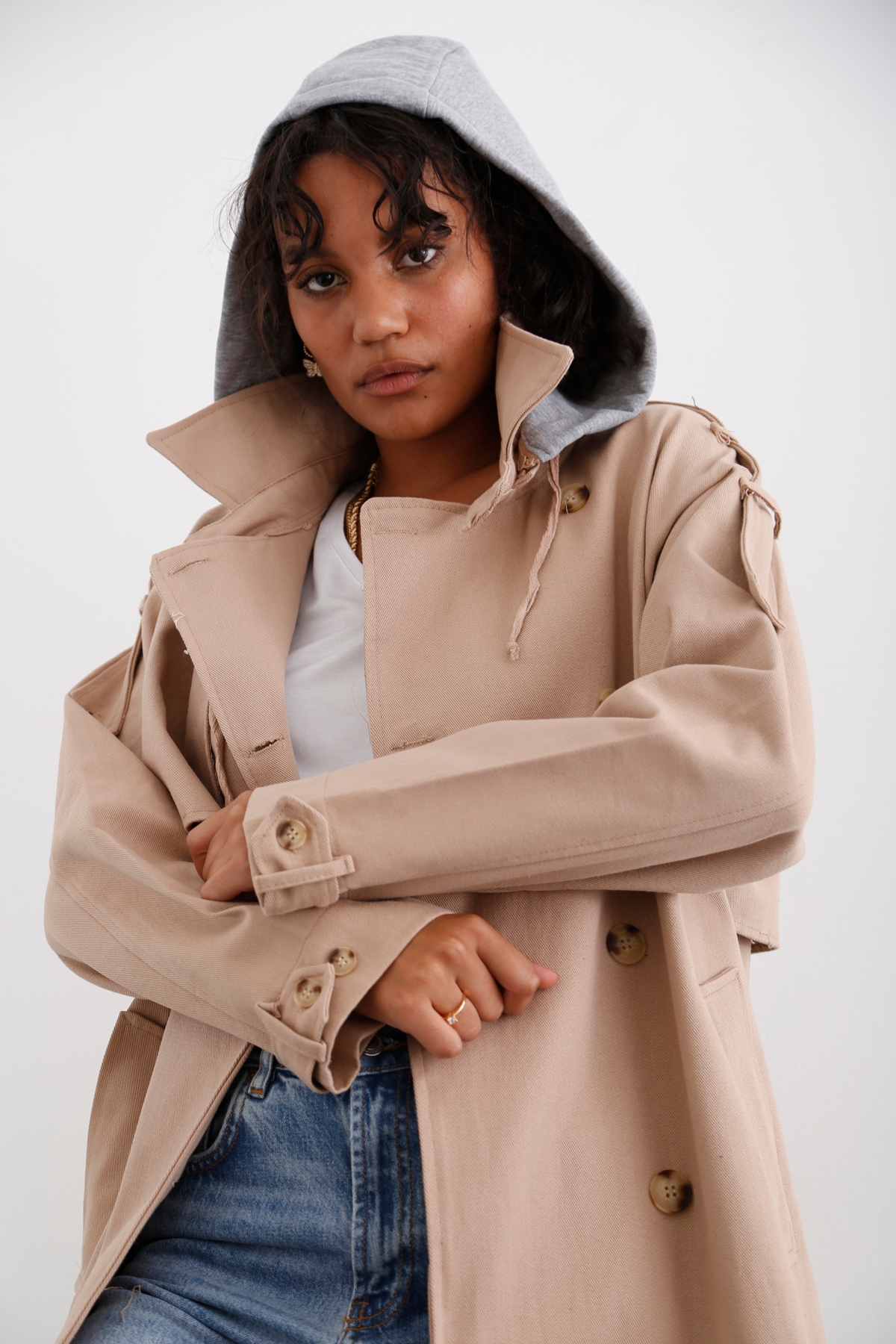 Camel Rüzgarlıklı Trenchcoat 54053