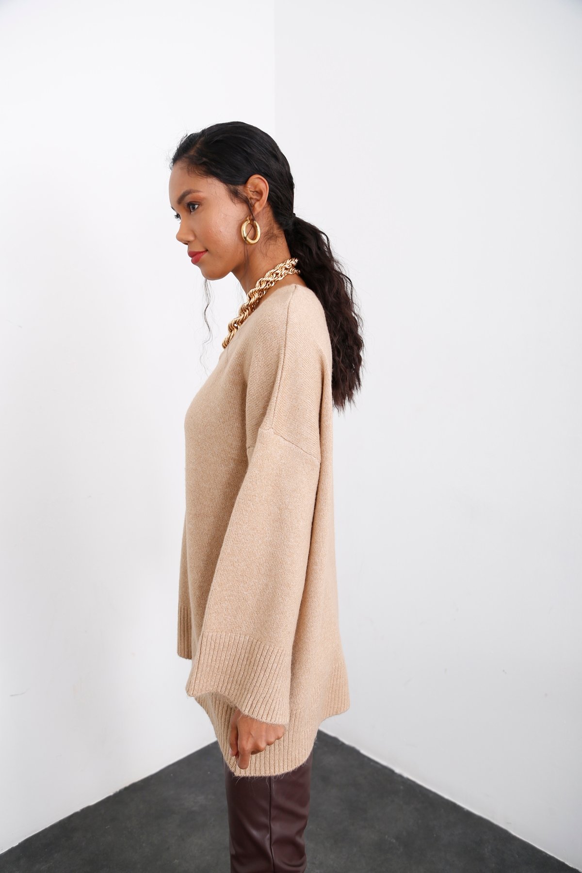 Camel V Yaka Oversize Triko 5616