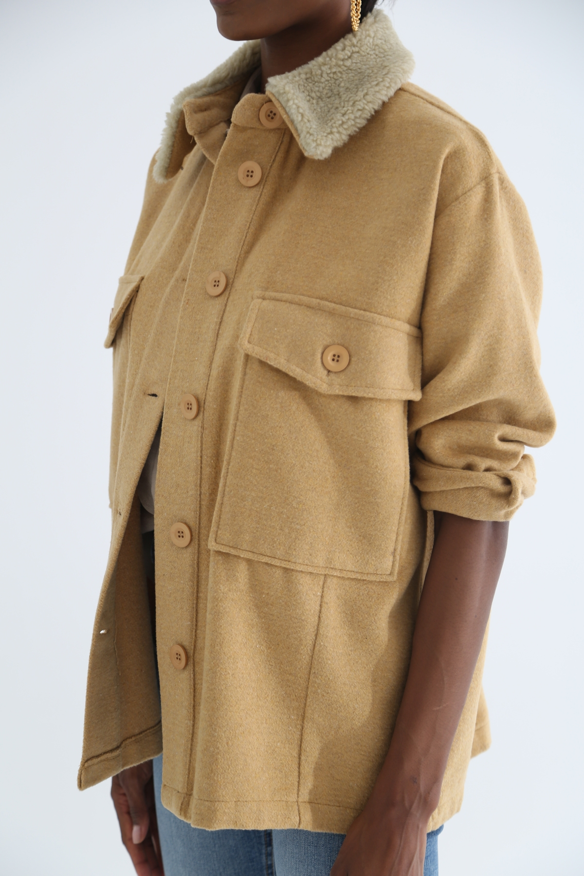 Camel Yaka Detaylı Kapak Cep Ceket 0150