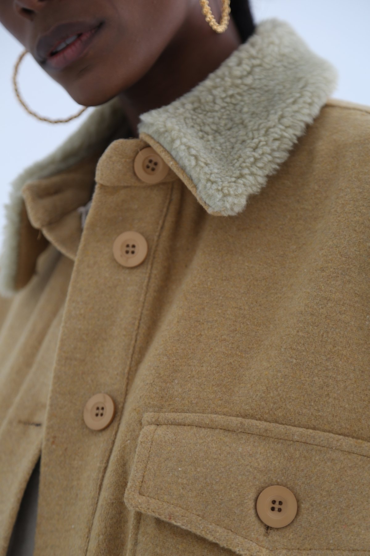 Camel Yaka Detaylı Kapak Cep Ceket 0150