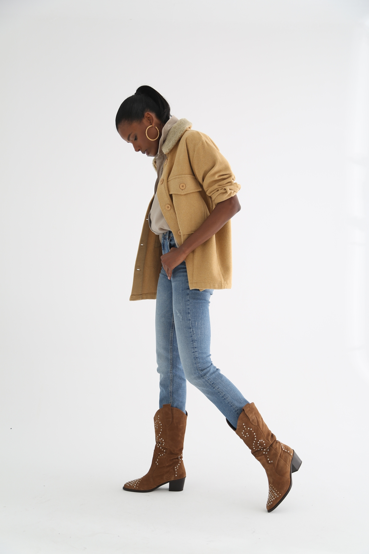 Camel Yaka Detaylı Kapak Cep Ceket 0150