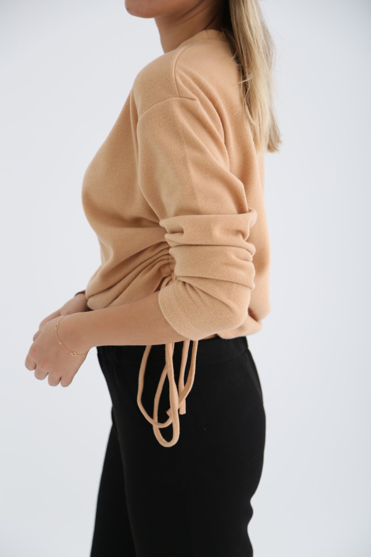 Camel Yanları Büzgülü İnce Triko 7303