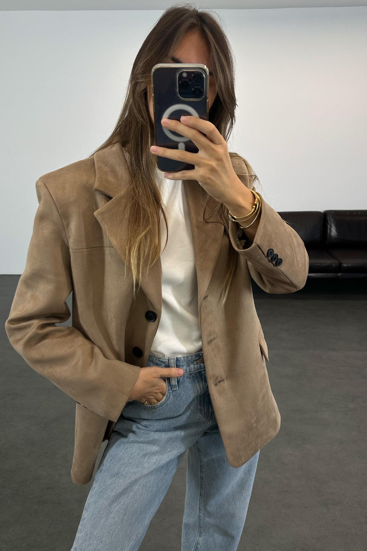 Deve Tüyü Nubuk Blazer Ceket 