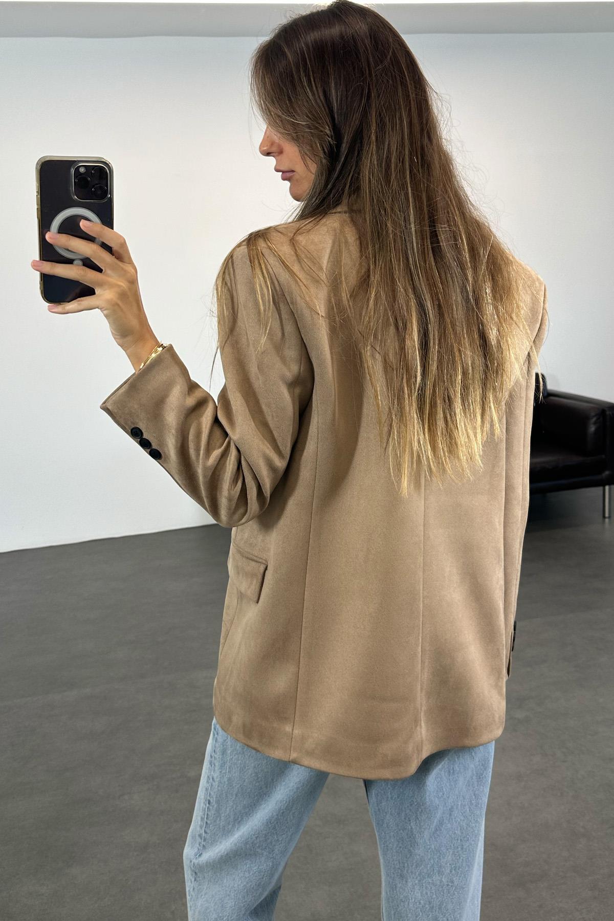 Deve Tüyü Nubuk Blazer Ceket 