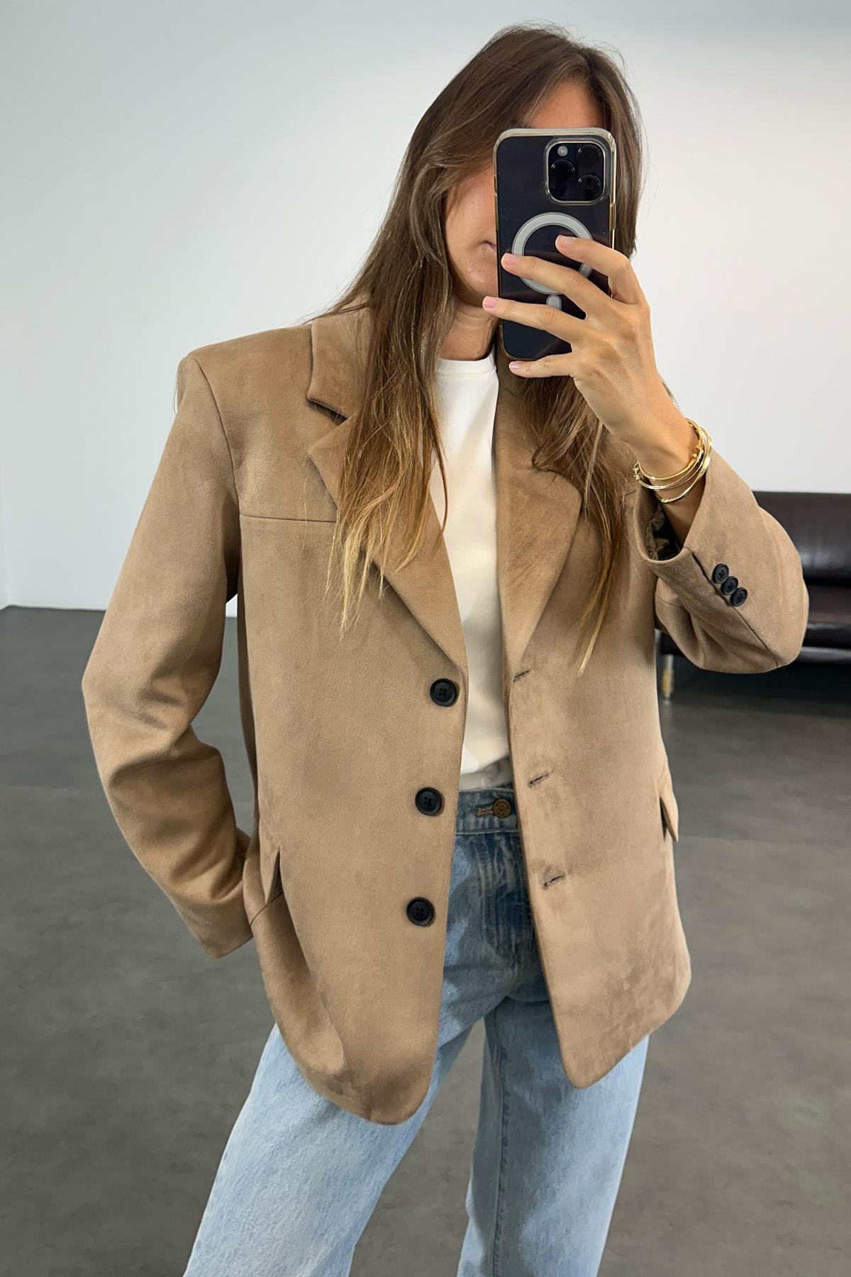 Deve Tüyü Nubuk Blazer Ceket 