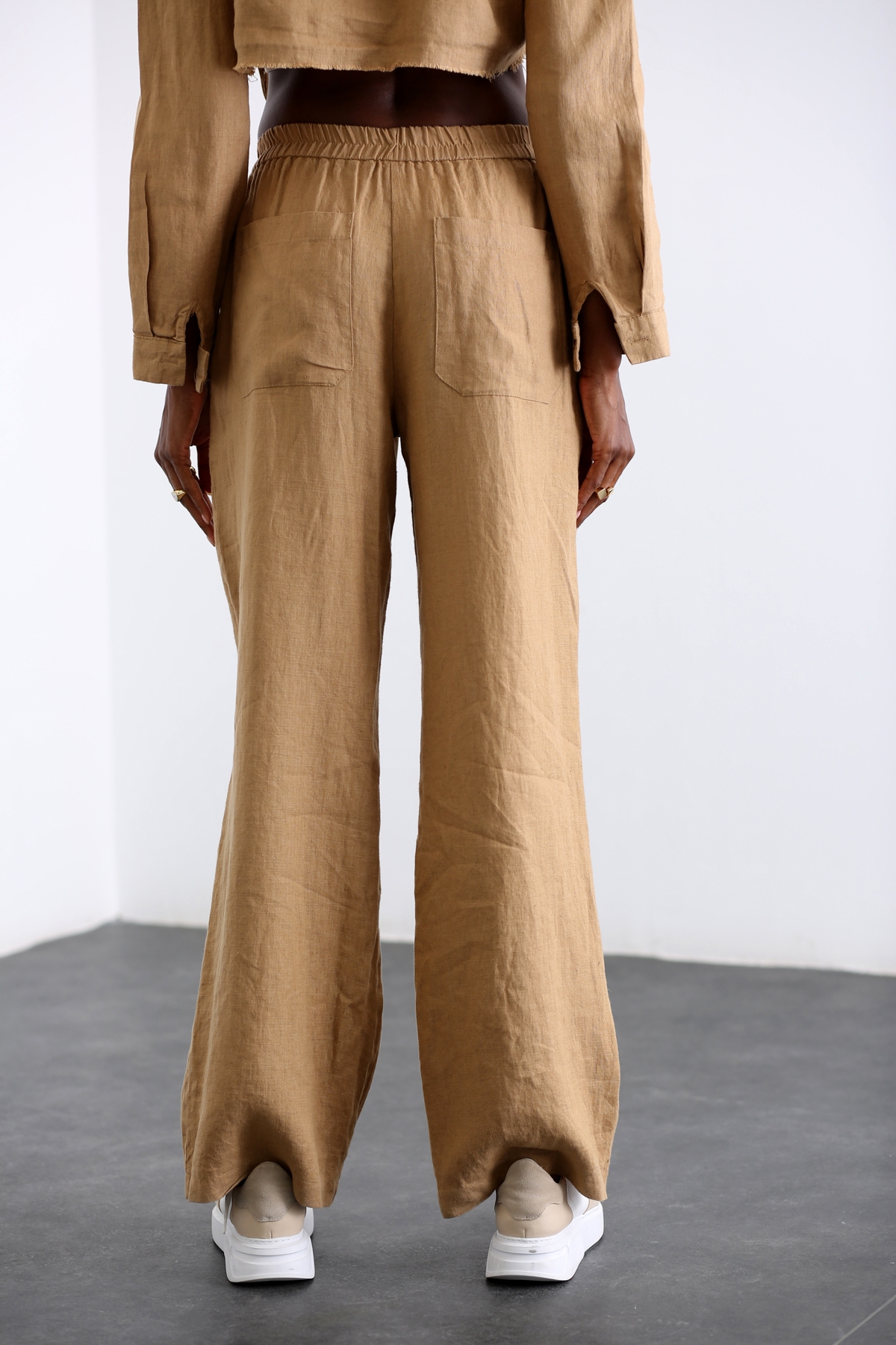 Deve Tüyü Önden Dikişli Keten Pantolon 1497