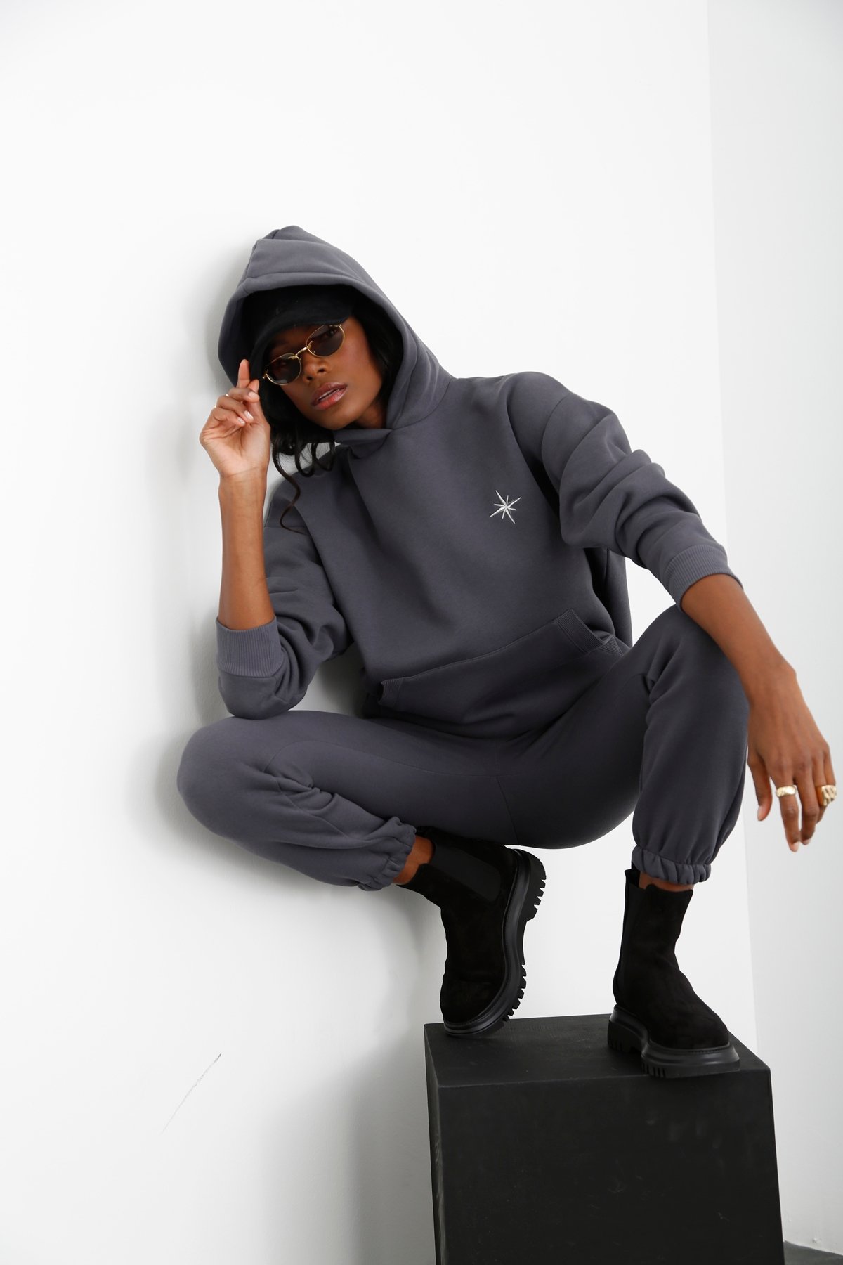 Duman Kapüşonlu Şardonlu Sweatshirt 