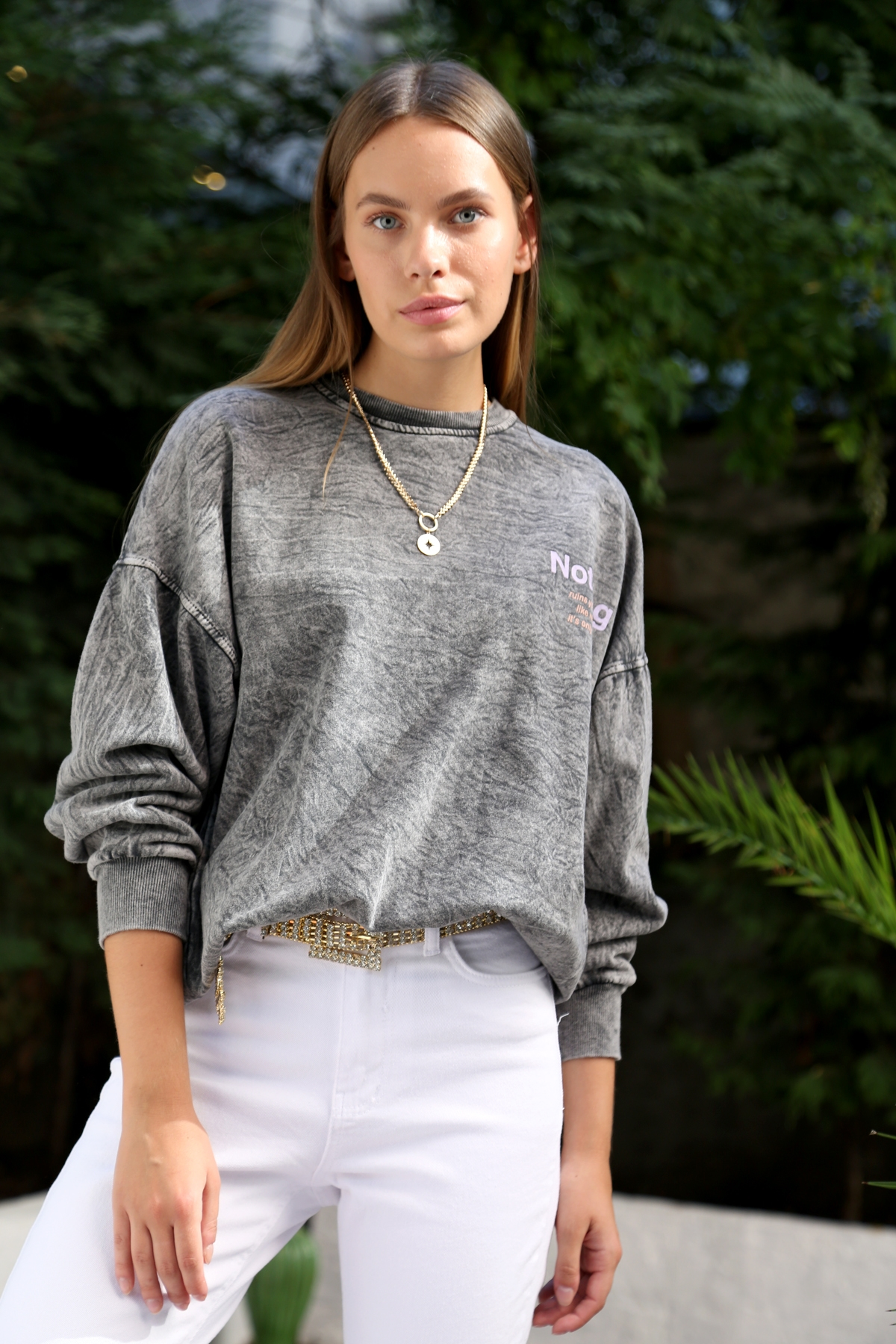 Duman Nothing Baskılı Sweatshirt 7229