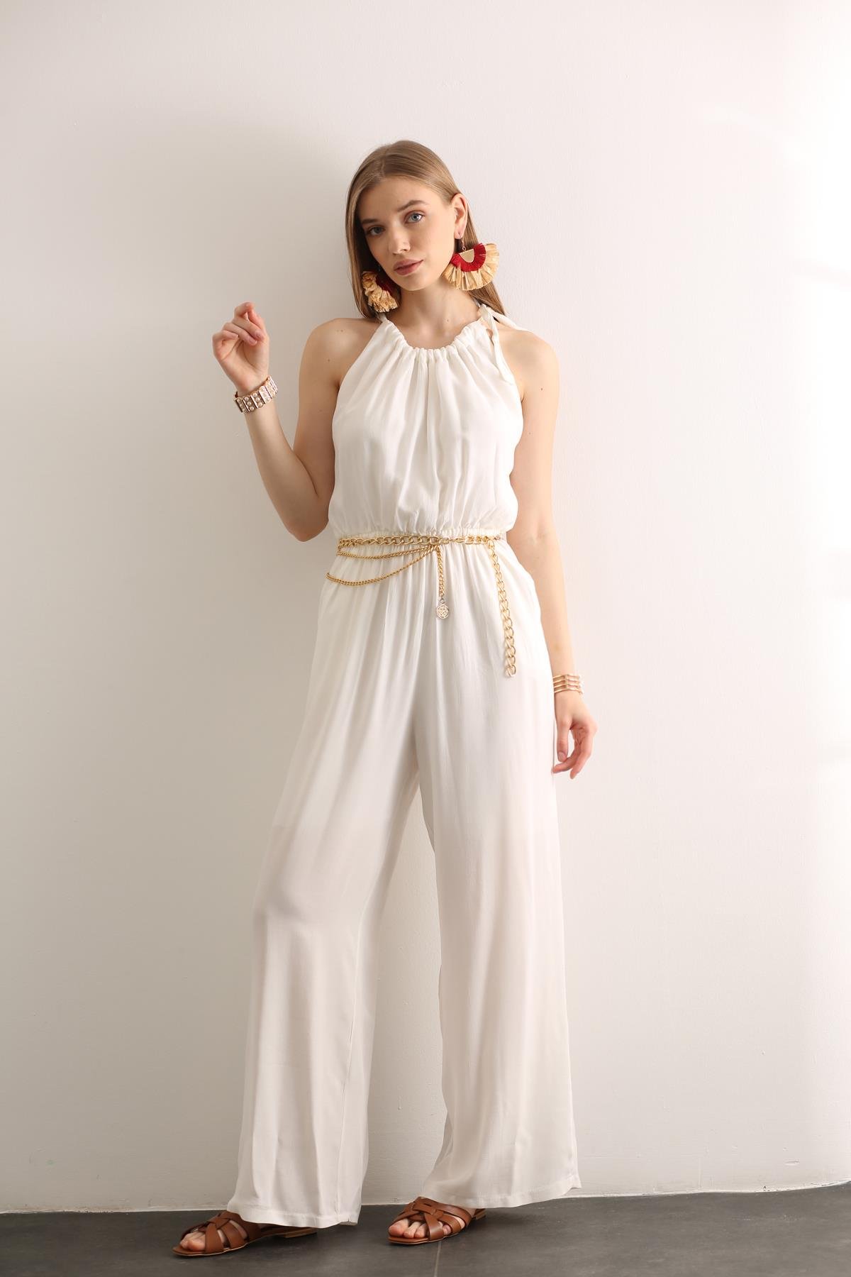 Ekru Beli Lastikli Tulum 261046