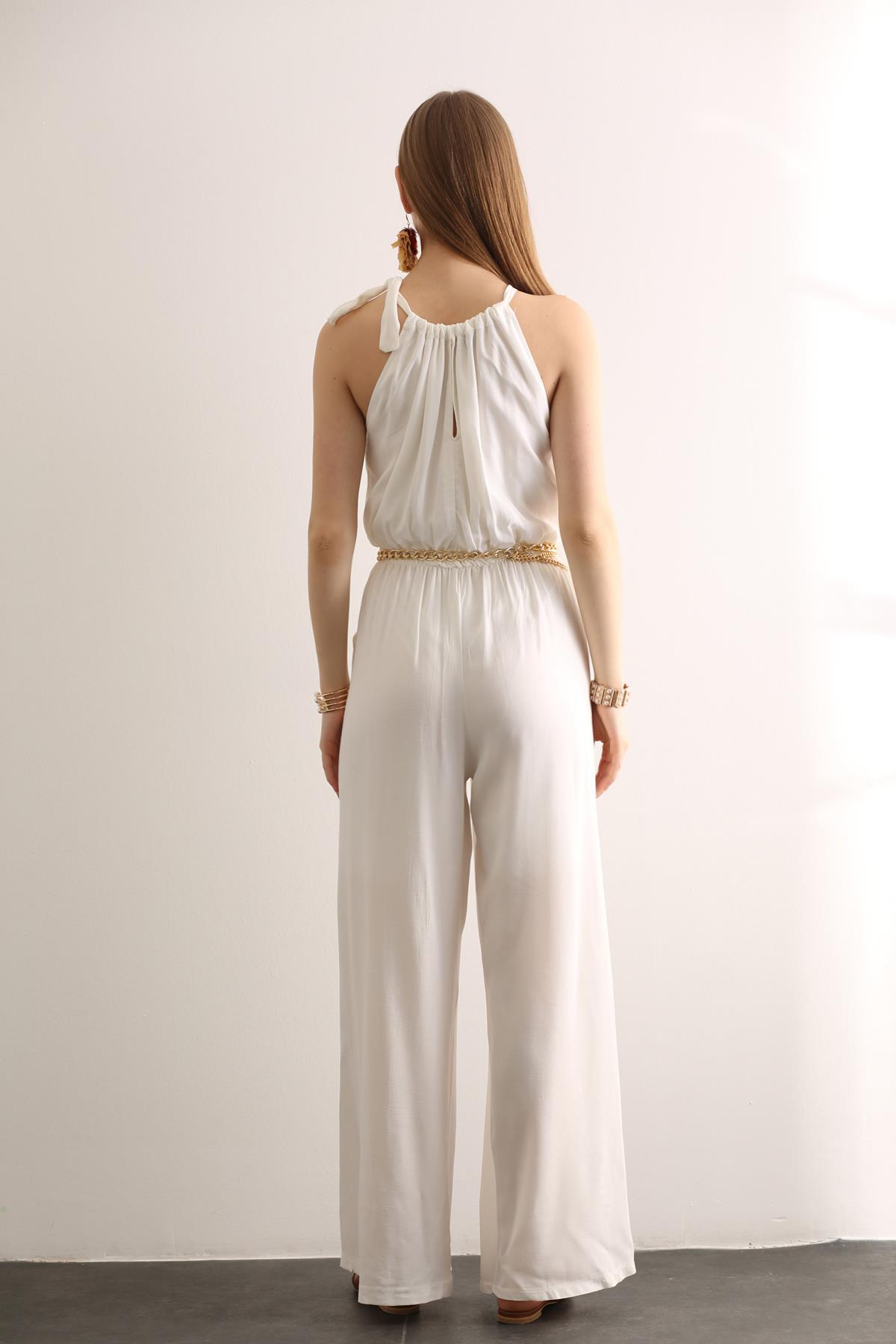Ekru Beli Lastikli Tulum 261046