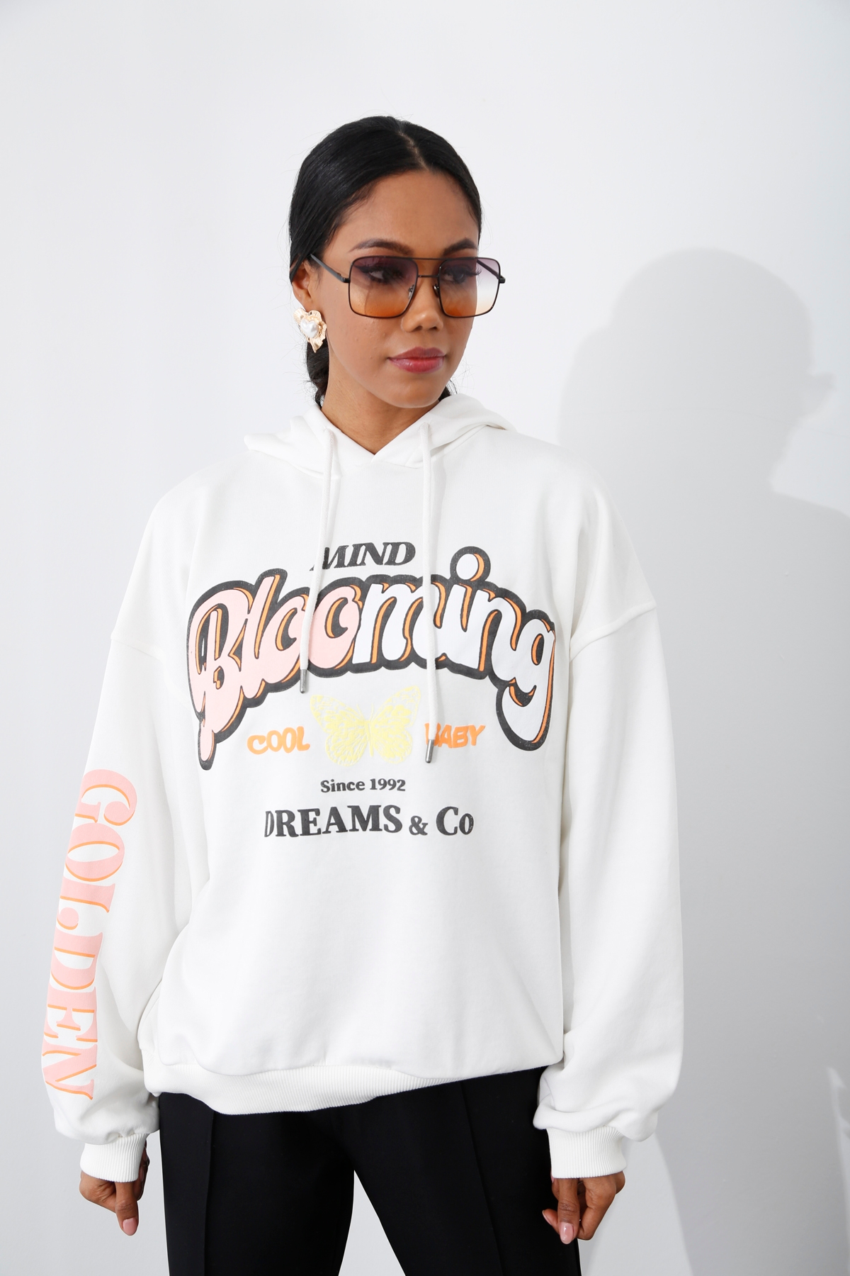 Ekru Blooming Baskılı Sweatshirt 210
