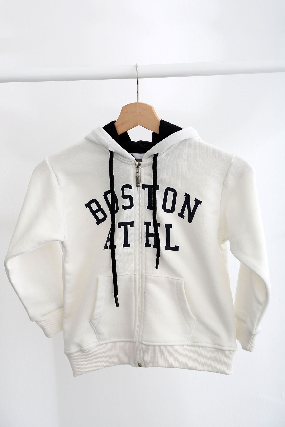 Ekru Fermuarlı Boston Çocuk Sweatshirt 