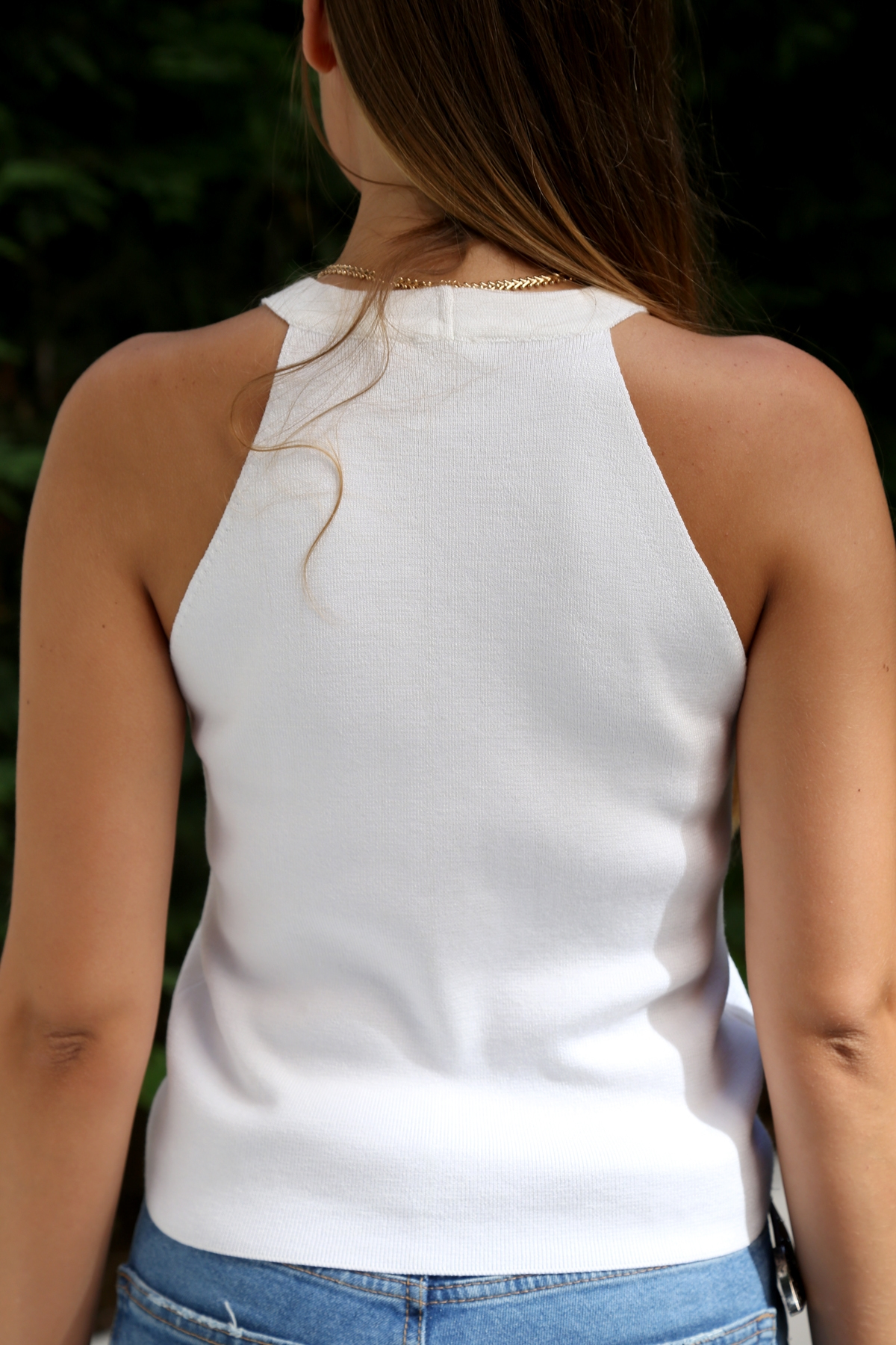 Ekru Halter Kesim Triko 