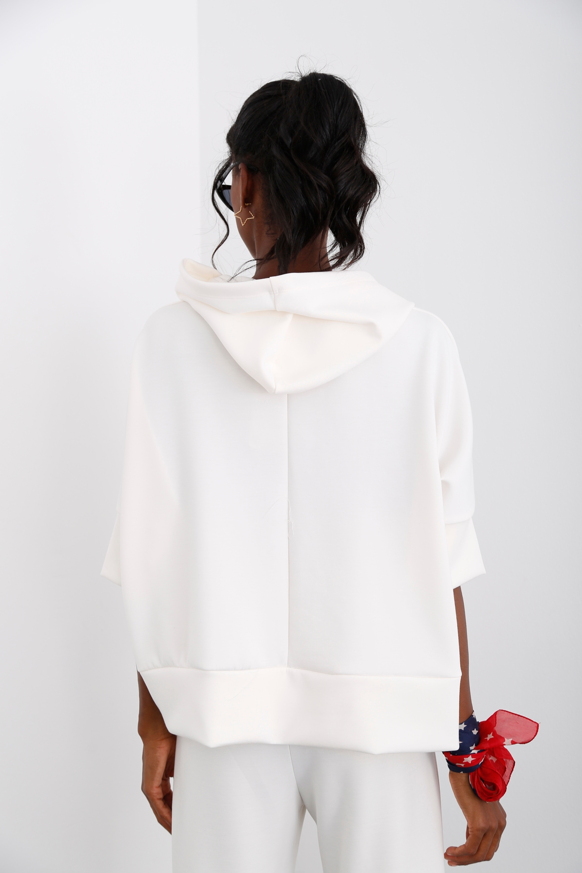Ekru Kapüşonlu Modal Sweatshirt 26320