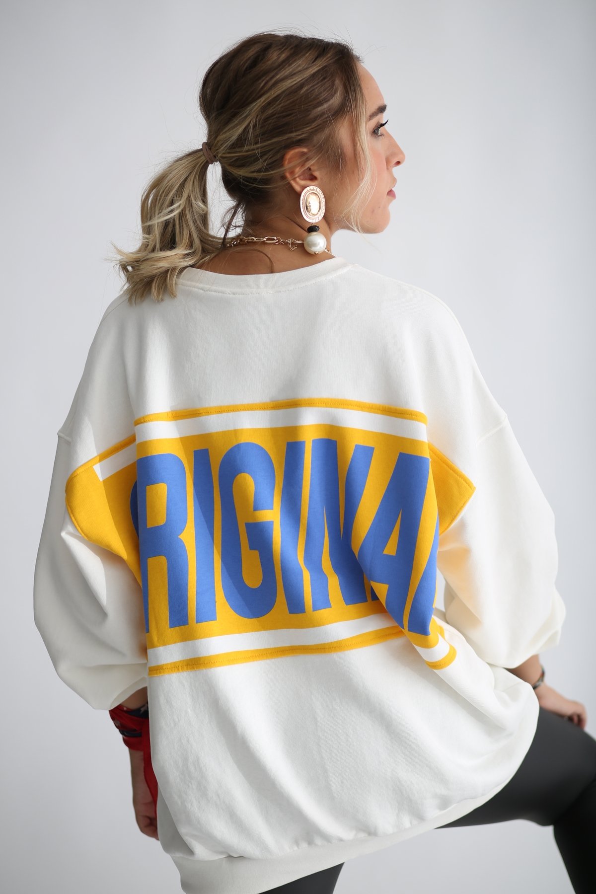 Ekru Original Baskılı Sweatshirt 4990