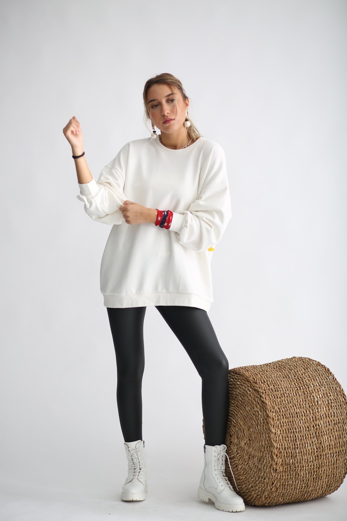 Ekru Original Baskılı Sweatshirt 4990