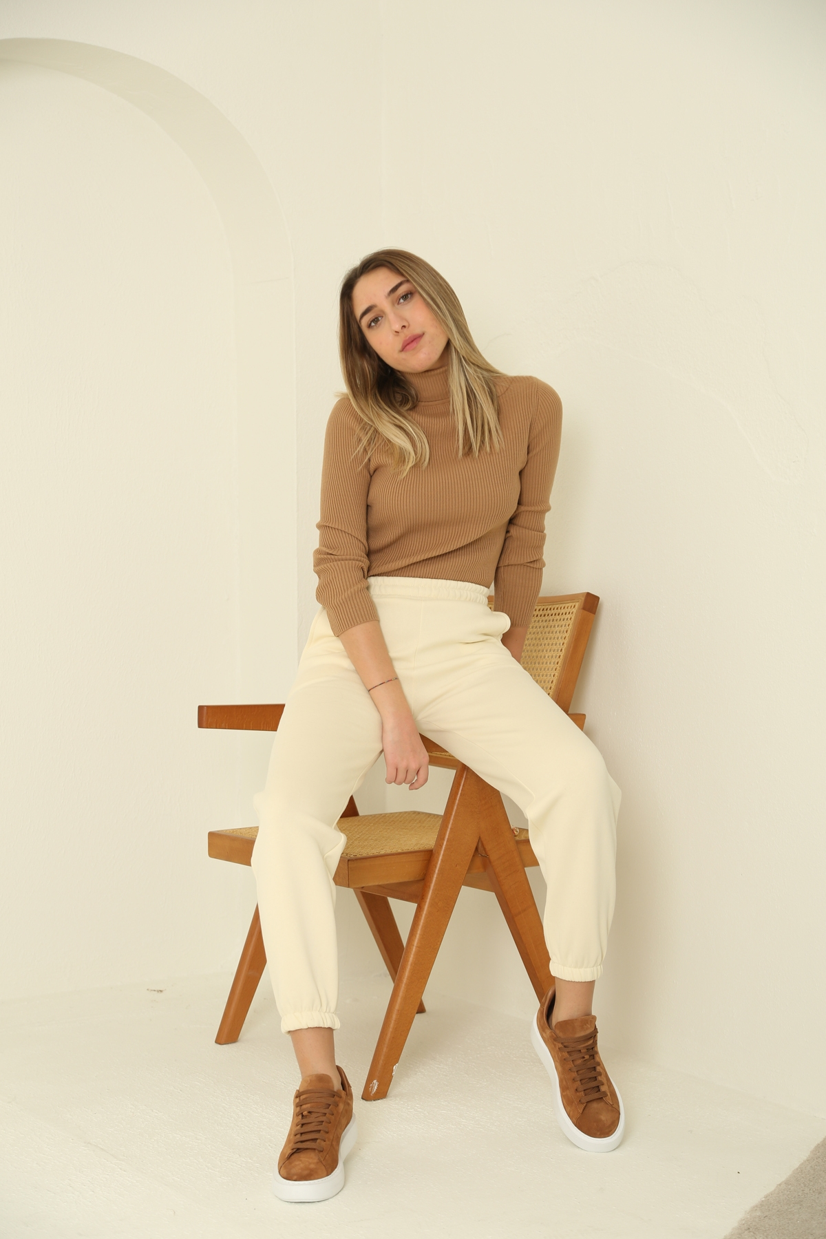 Ekru Paçası Lastikli Eşofman 3189