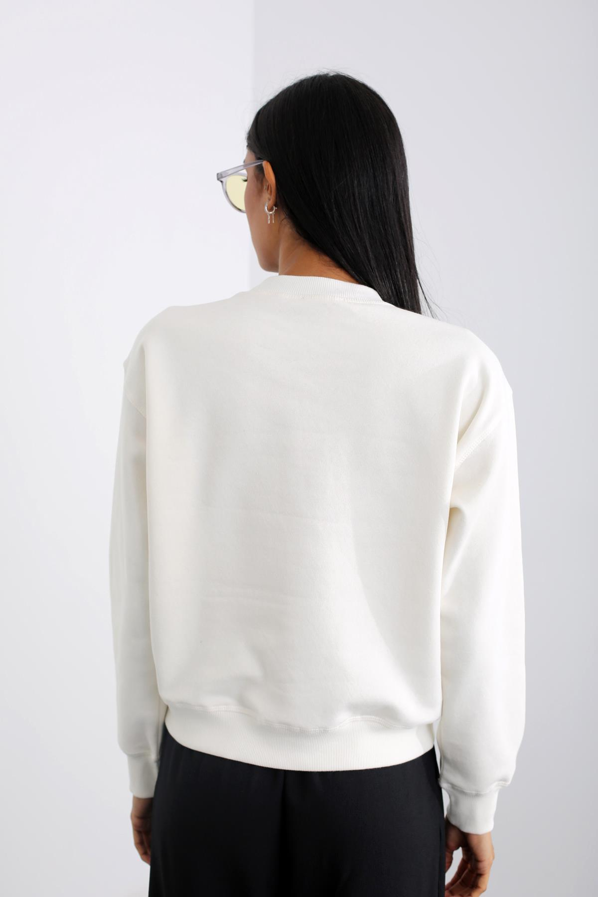 Ekru Paris Baskılı Sweatshirt 4759